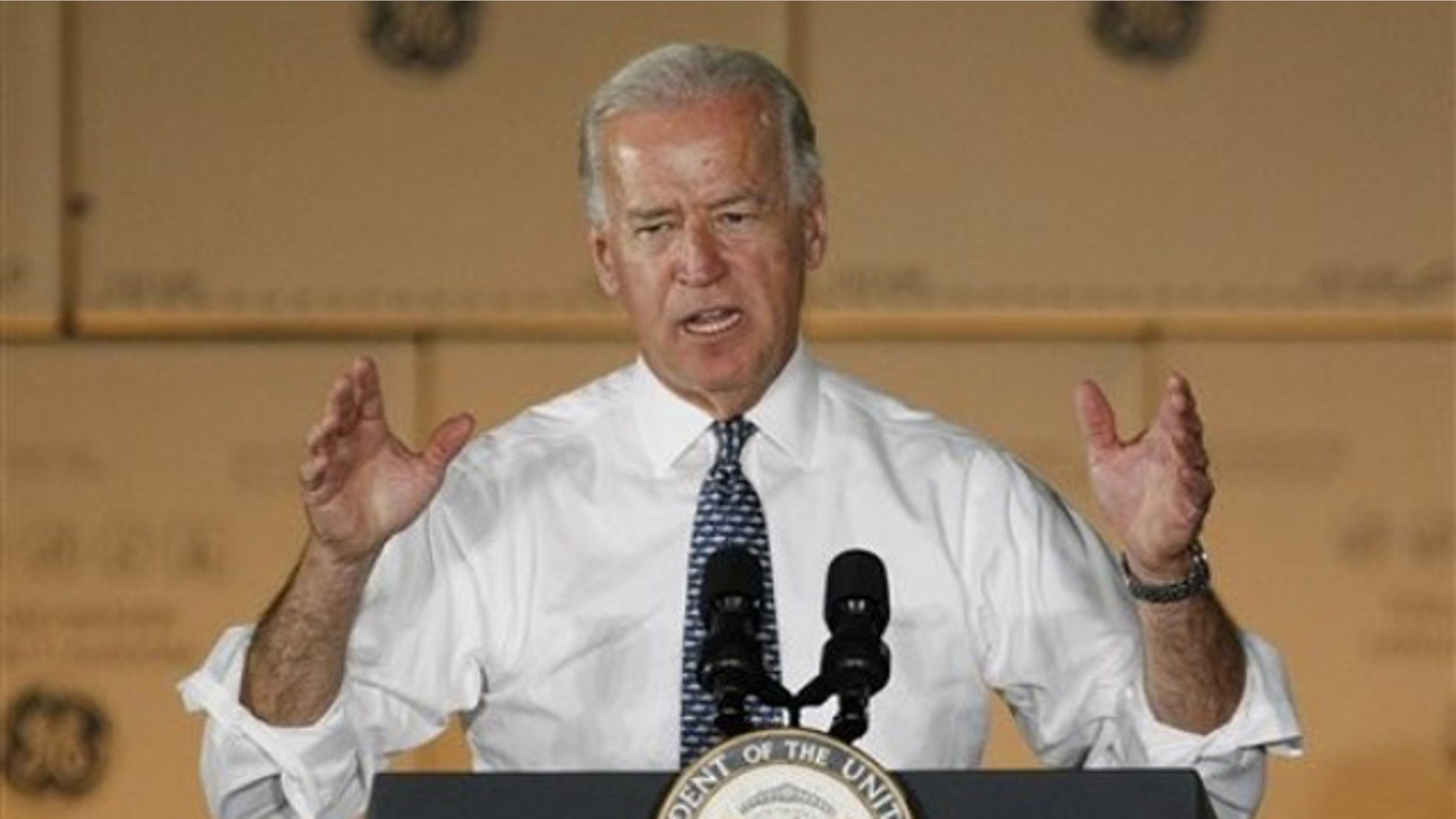 Vice President Biden speaks during a visit to the General Electric plant in Louisville, Ky., June 28. (AP Photo)