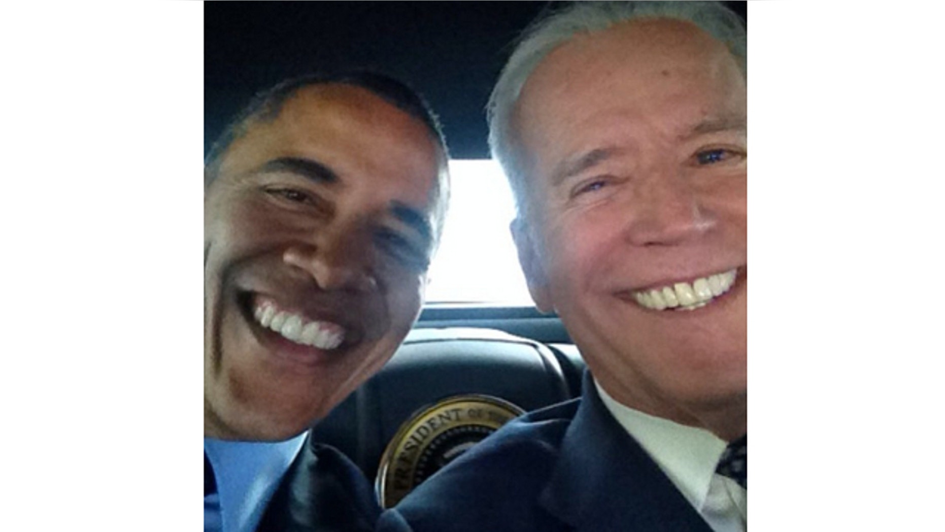 Vice President Joe Biden snapped the selfie with President Obama in what appears to be the back of a presidential motorcade.