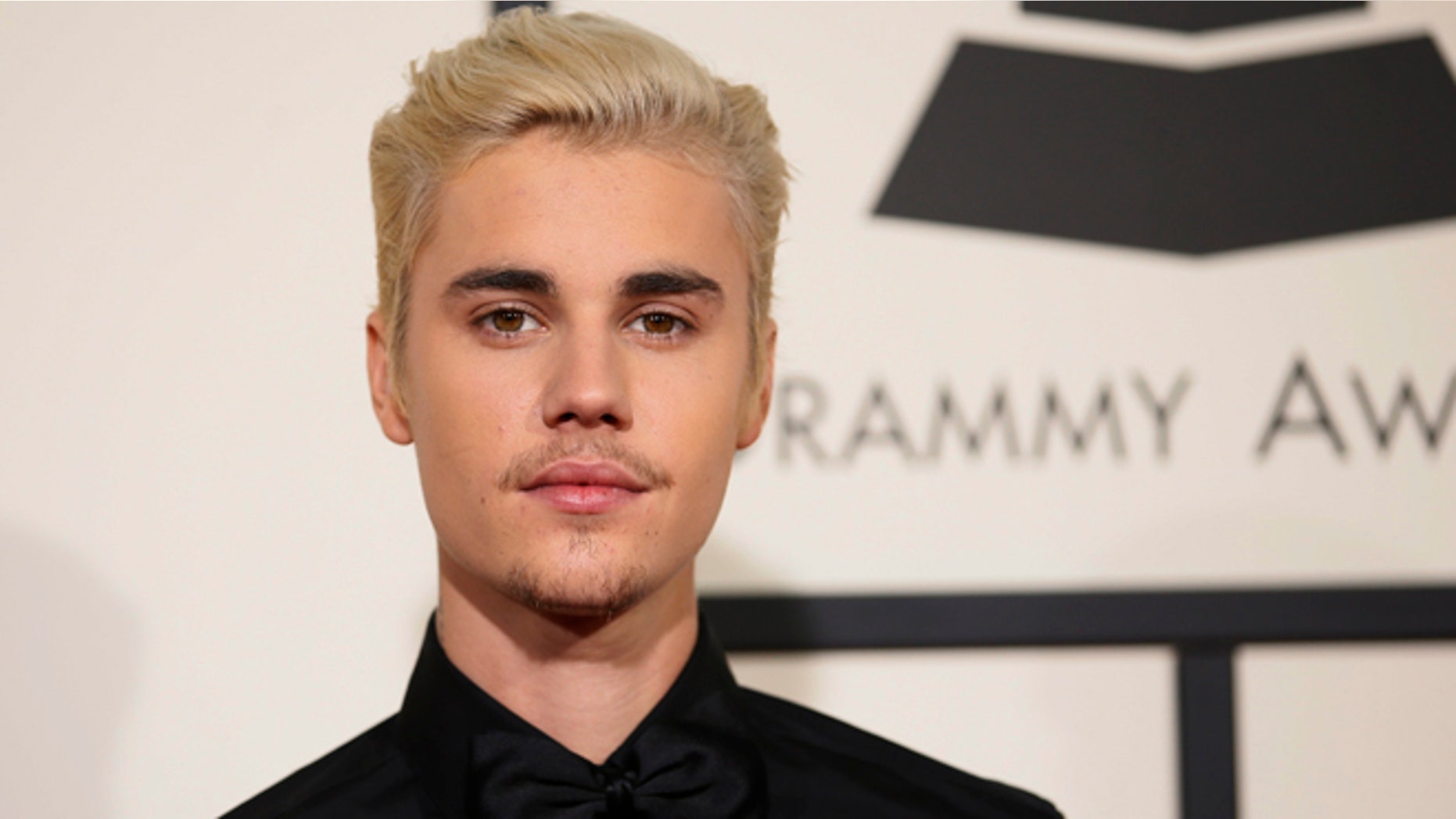February 15, 2016. Singer Justin Bieber arrives at the 58th Grammy Awards in Los Angeles.