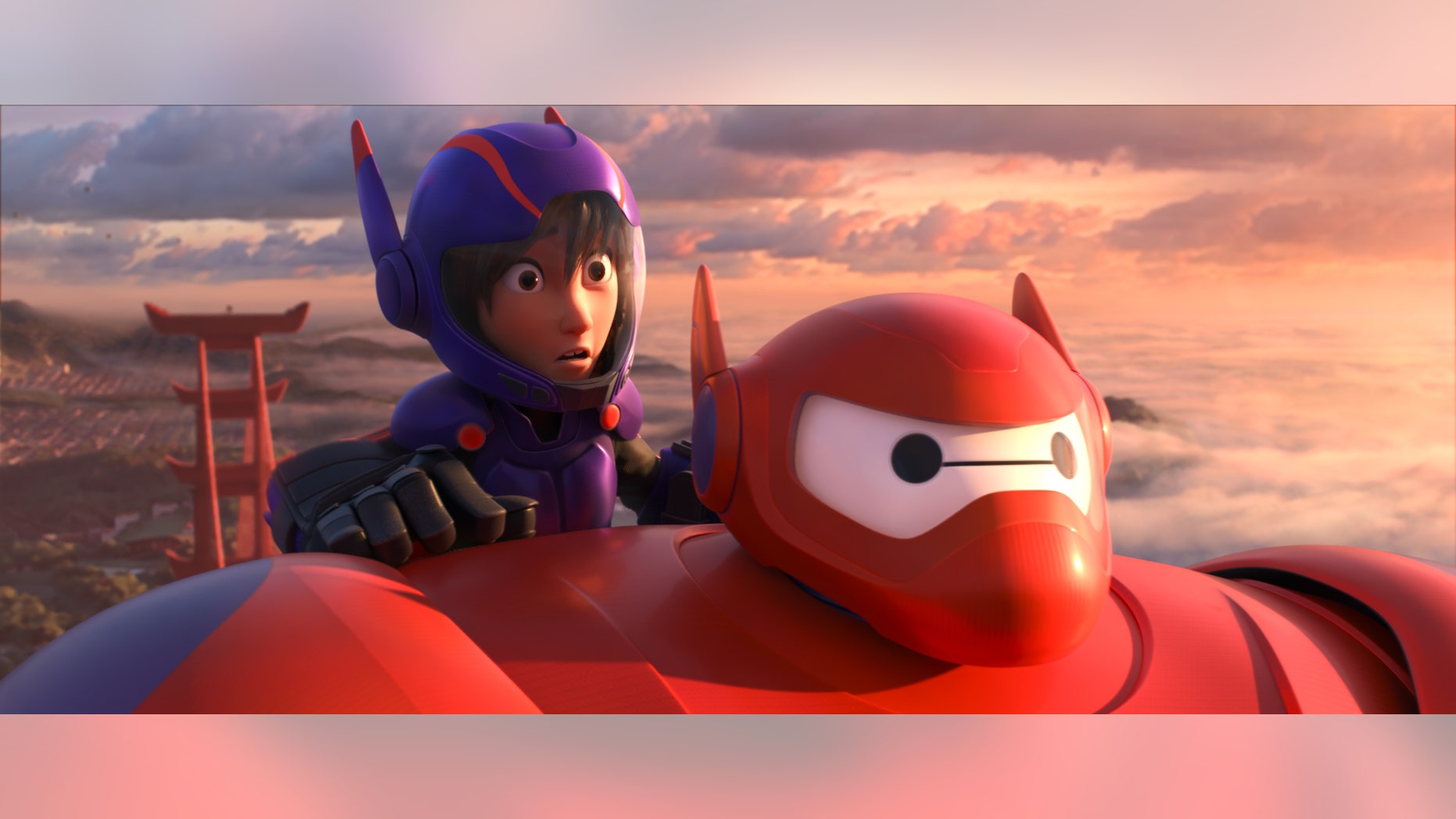 Animated characters Hiro Hamada, voiced by Ryan Potter, left, and Baymax, voiced by Scott Adsit, in a scene from "Big Hero 6."