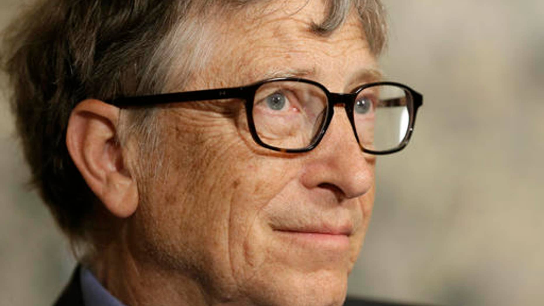 Bill Gates speaking to reporters about the 2016 annual letter from the Bill and Melinda Gates Foundation in New York. (AP Photo/Seth Wenig)
