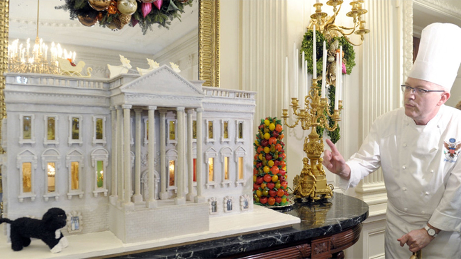 Pastry chef Bill Yosses created this nearly 300-pound gingerbread model of the White House in November 2012.