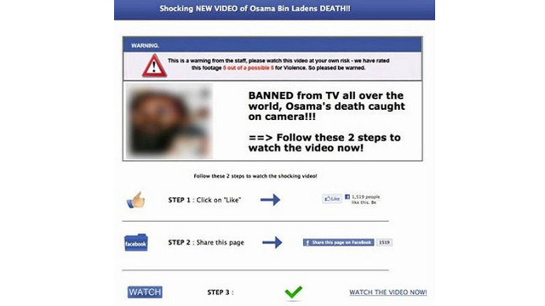 Malware and dangerous software purporting to contain information on notorious Al Qaeda chieftan Usama bin Laden is all over the Internet, the FBI warned.