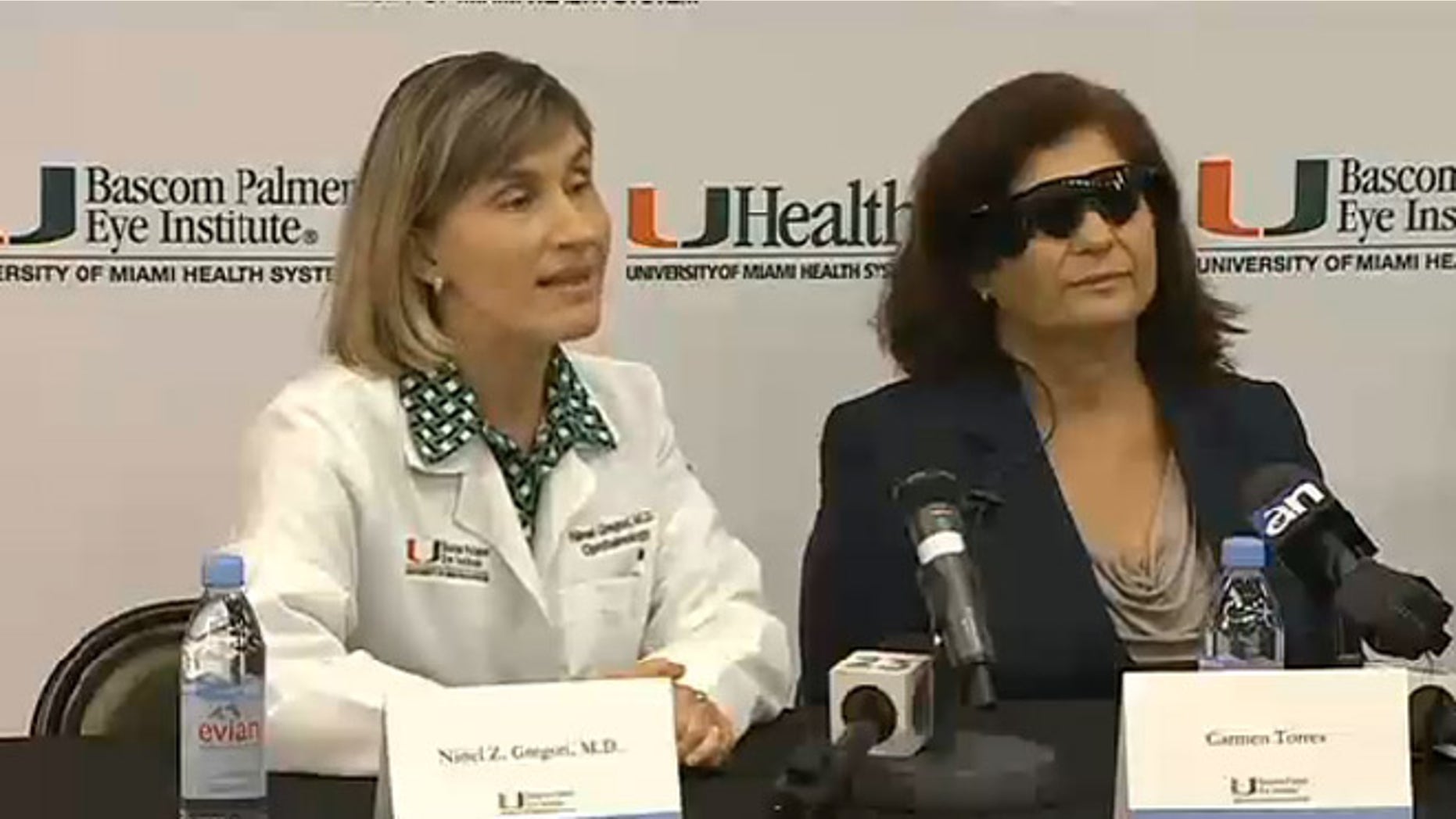 Dr. Ninel Gregori (left) of Bascom Palmer Eye Institue with patient Carmen Torres (right).