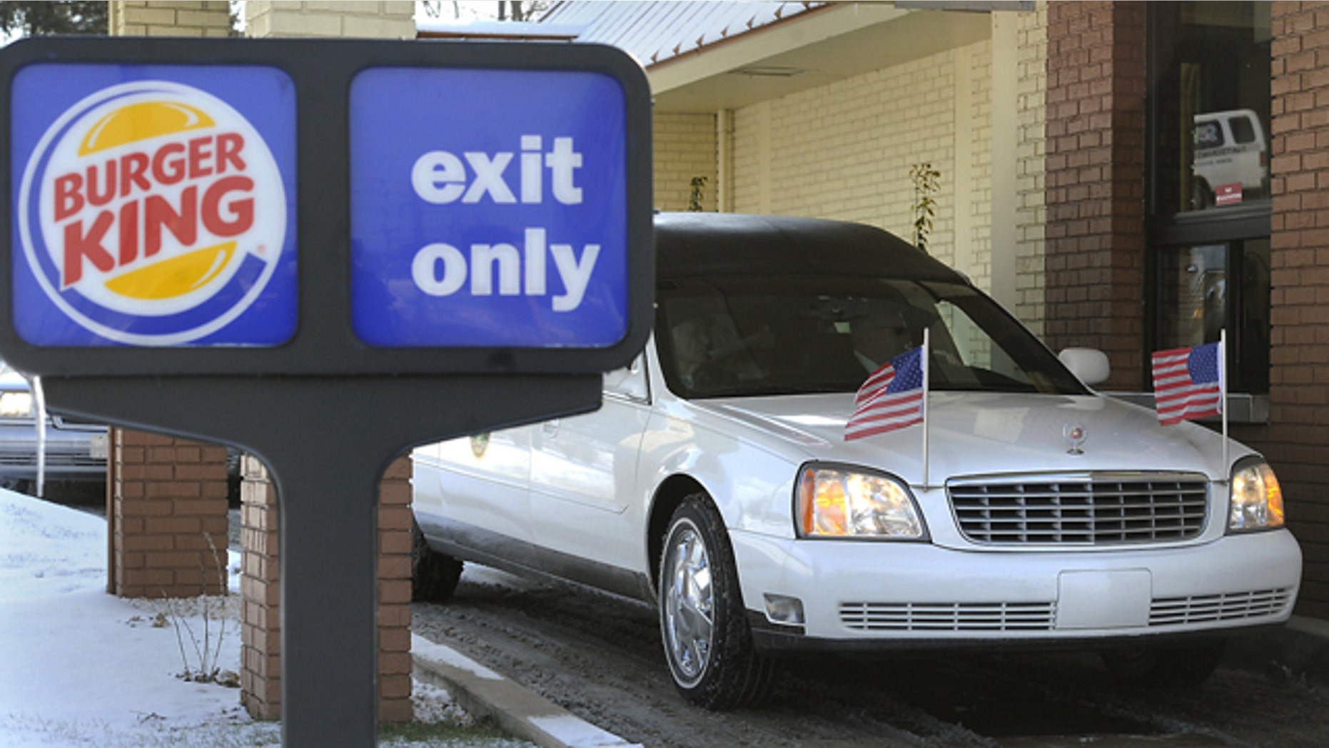 Jan. 26, 2013.: The hearse carrying David Kime, Jr. pulls up to the drive-through at the Burger King in York, Pa.