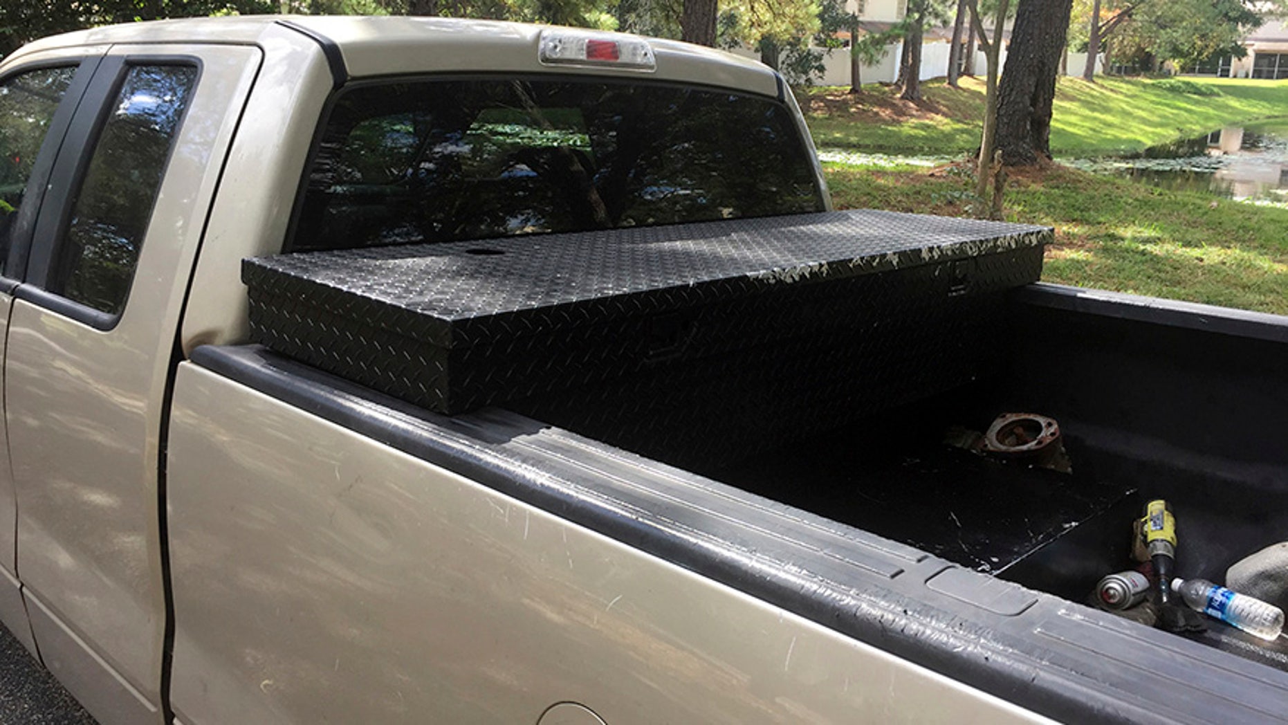 This is undated photo made available by the Florida Department of Agriculture shows a truck outfitted with a large tank used to syphon gas from gas stations using stolen credit cards. (Larry Payne/Florida Department of Agriculture via AP)