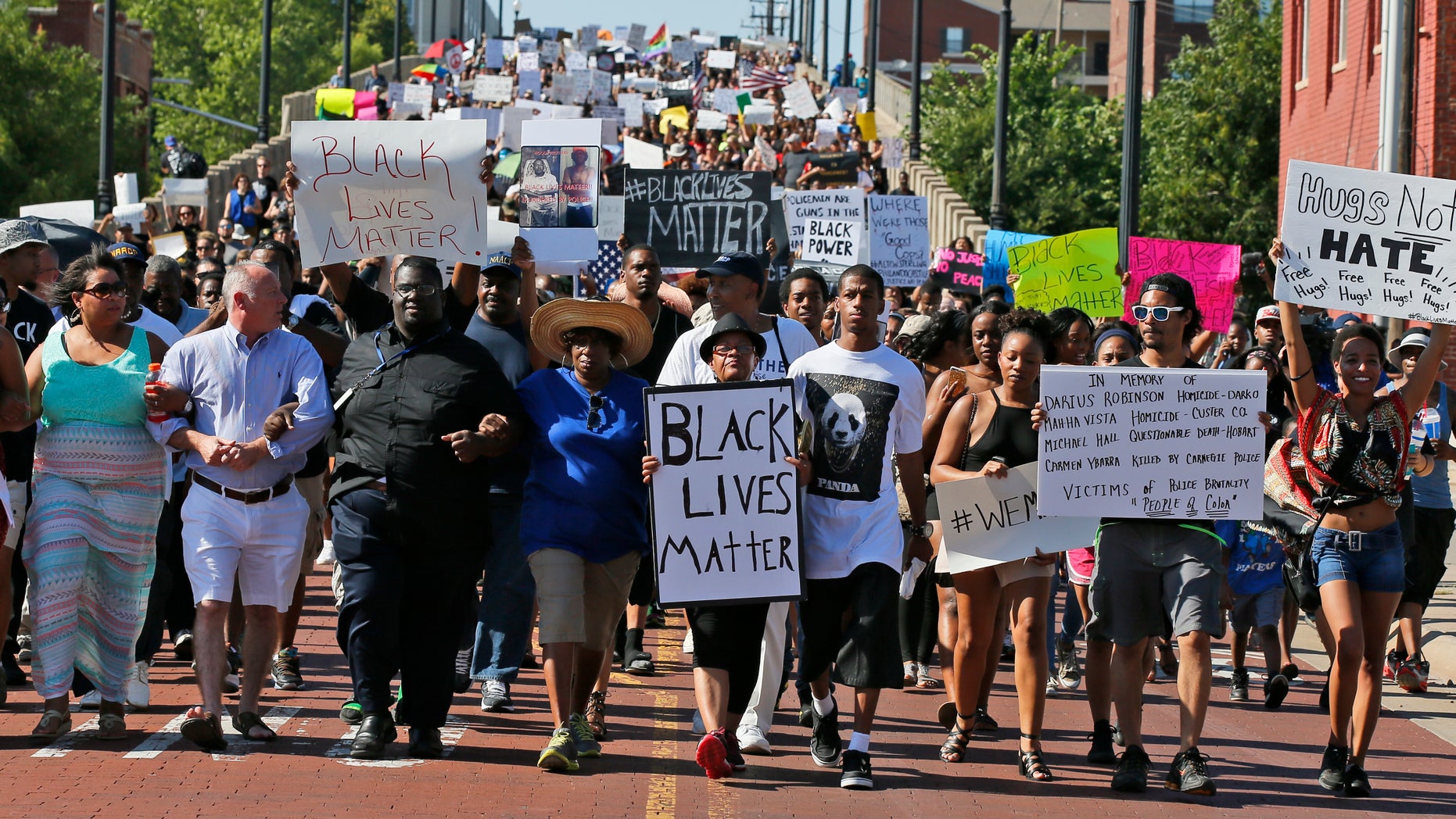 People march in a Black Lives Matter rally in Oklahoma City.