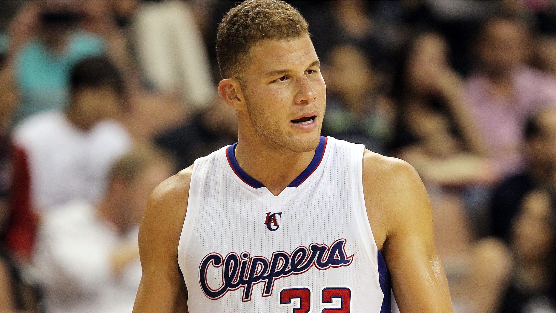Oct. 18, 2014: Los Angeles Clippers forward Blake Griffin stands near the bench during the second half of an NBA preseason basketball game against the Denver Nuggets in Las Vegas