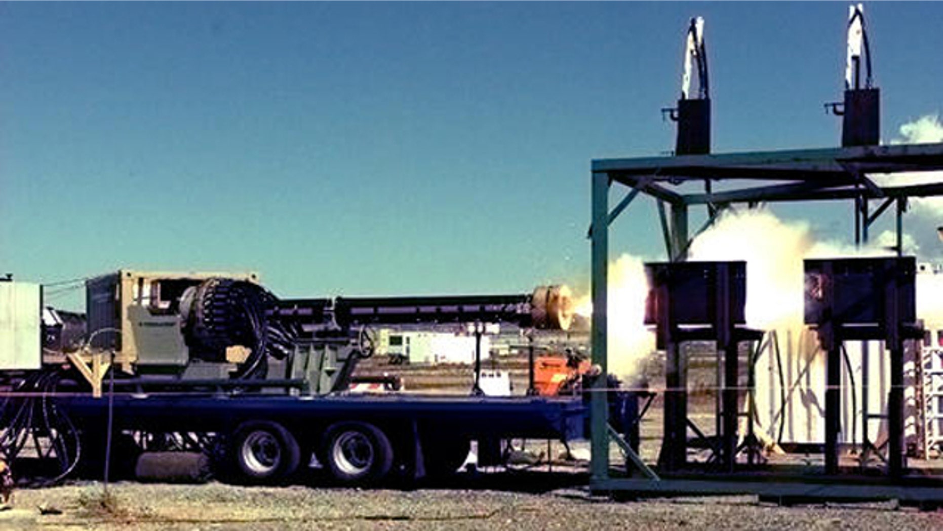 General Atomics tests the Blitzer railgun, a prototype weapon that fires slugs propelled by electromagnets rather than explosions.