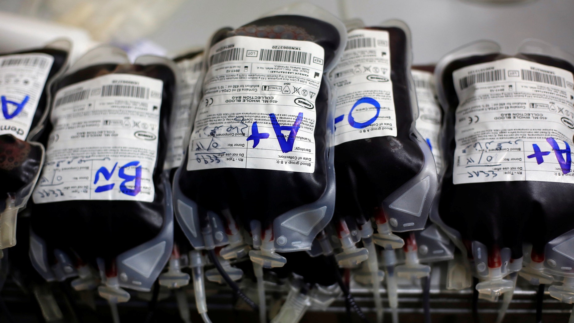 File photo: Packs of blood are seen during a blood donation campaign at Ibn al-Atheer hospital in eastern Mosul, Iraq, May 13, 2017. (REUTERS/Danish Siddiqui)