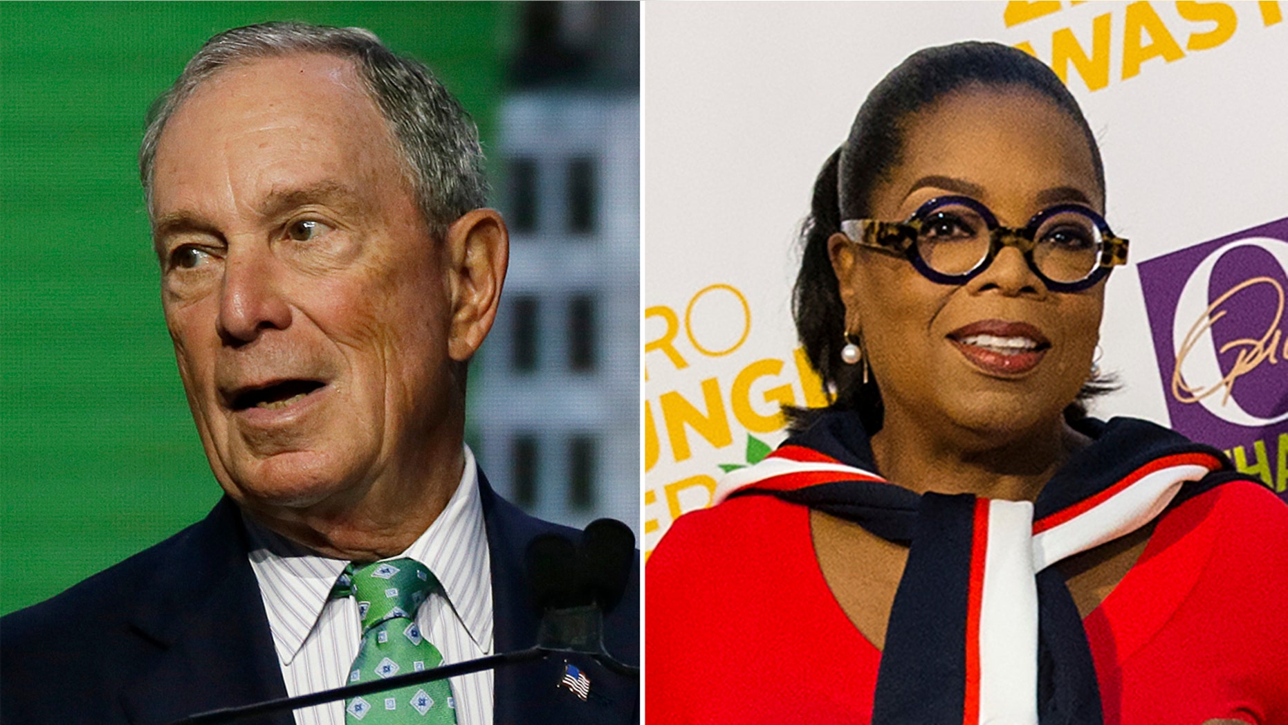 Michael Bloomberg and his choice for commerce secretary, Oprah Winfrey.
