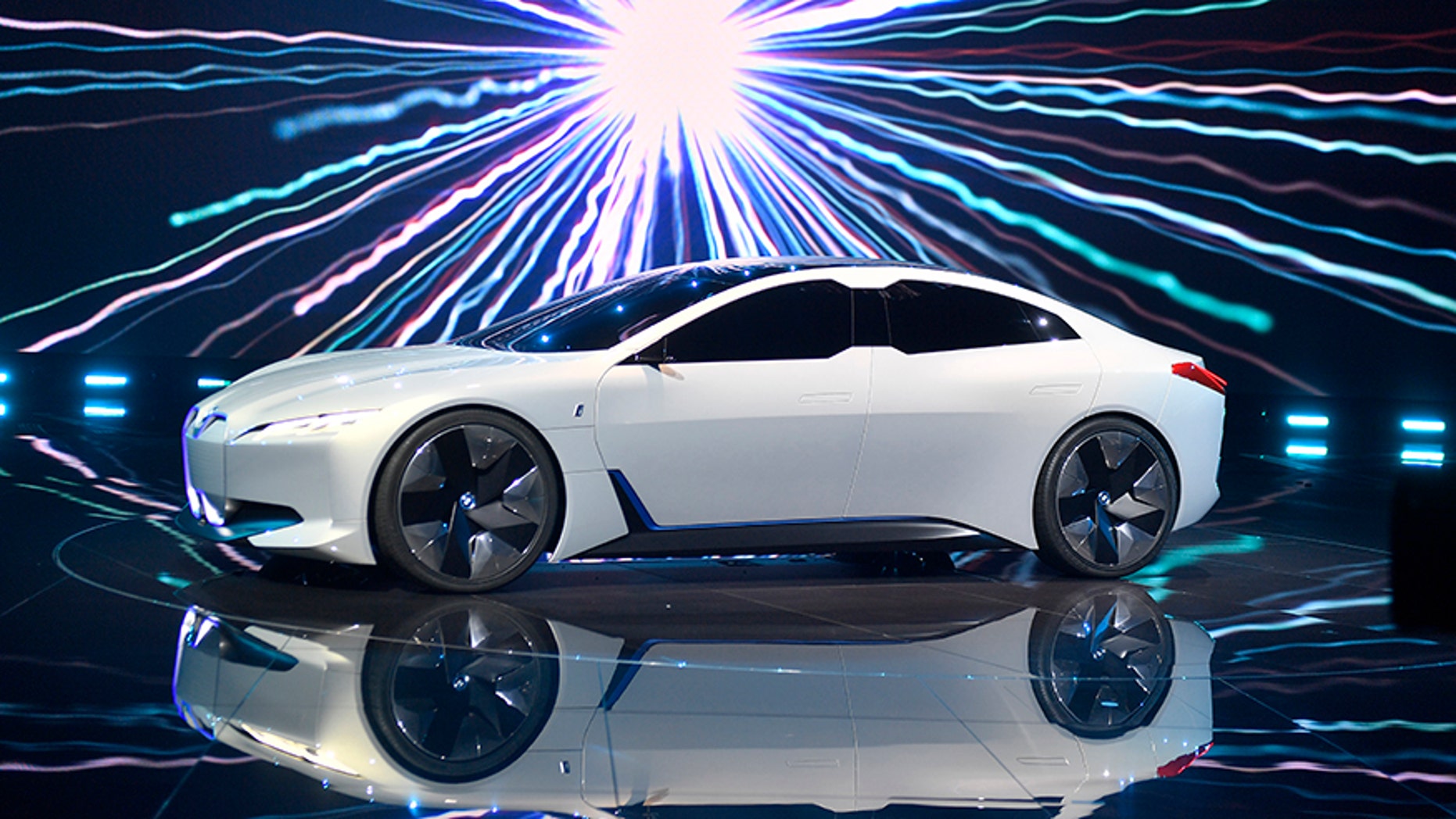 BMW i vision dynamics is presented at a BMW event during the first media day of the International Frankfurt Motor Show IAA in Frankfurt, Germany, Tuesday, Sept. 12, 2017, which runs through Sept. 24, 2017. (AP Photo/Martin Meissner)