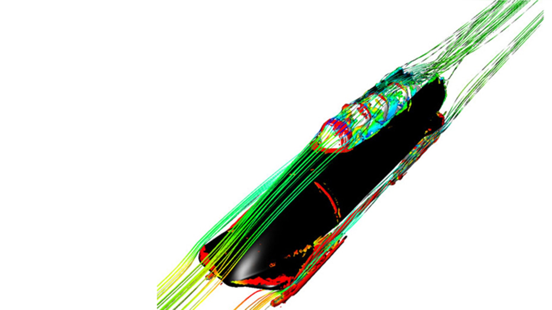 Physicists used a computer simulation to watch how air flows around a bobsled.