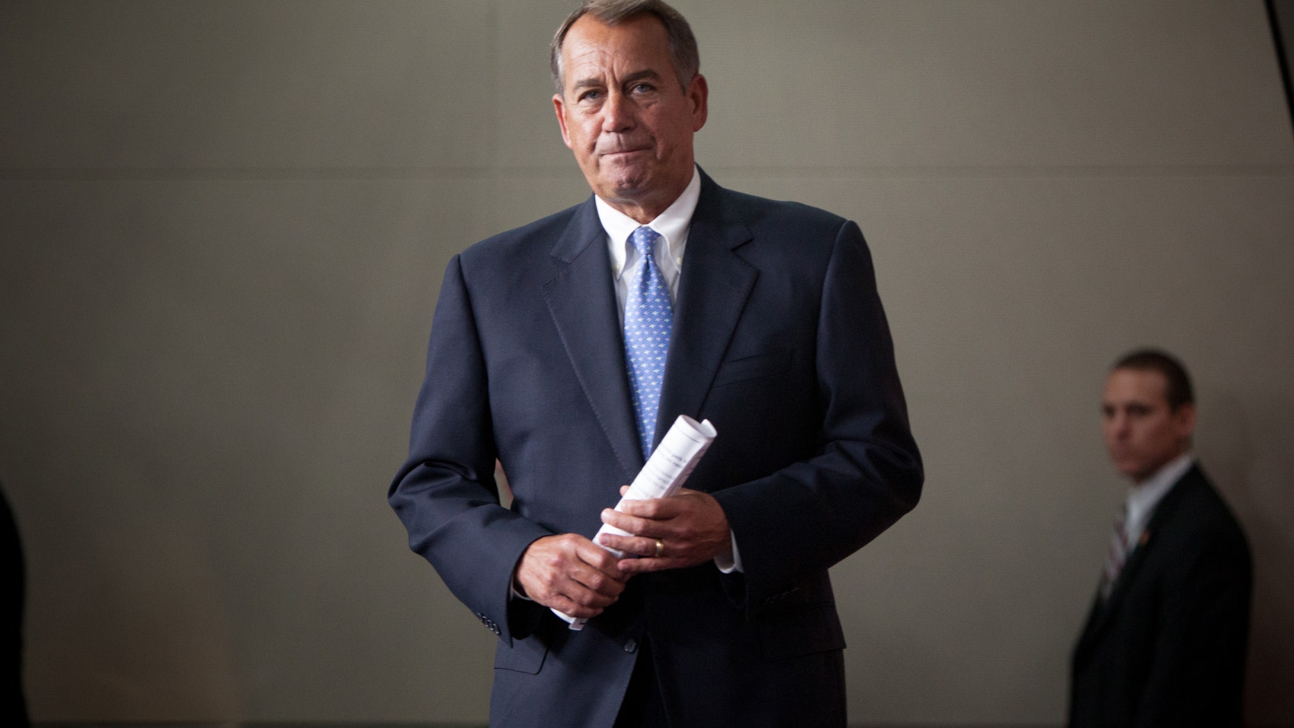 WASHINGTON, DC - NOVEMBER 9: U.S. Speaker of the House Rep. John Boehner (R-OH) approaches the podium during a press conference in the U.S. Capitol building November 9, 2012 in Washington, DC. Boehner called for delaying the fiscal cliff and extending Bush-era tax cuts until 2013. (Photo by Allison Shelley/Getty Images)