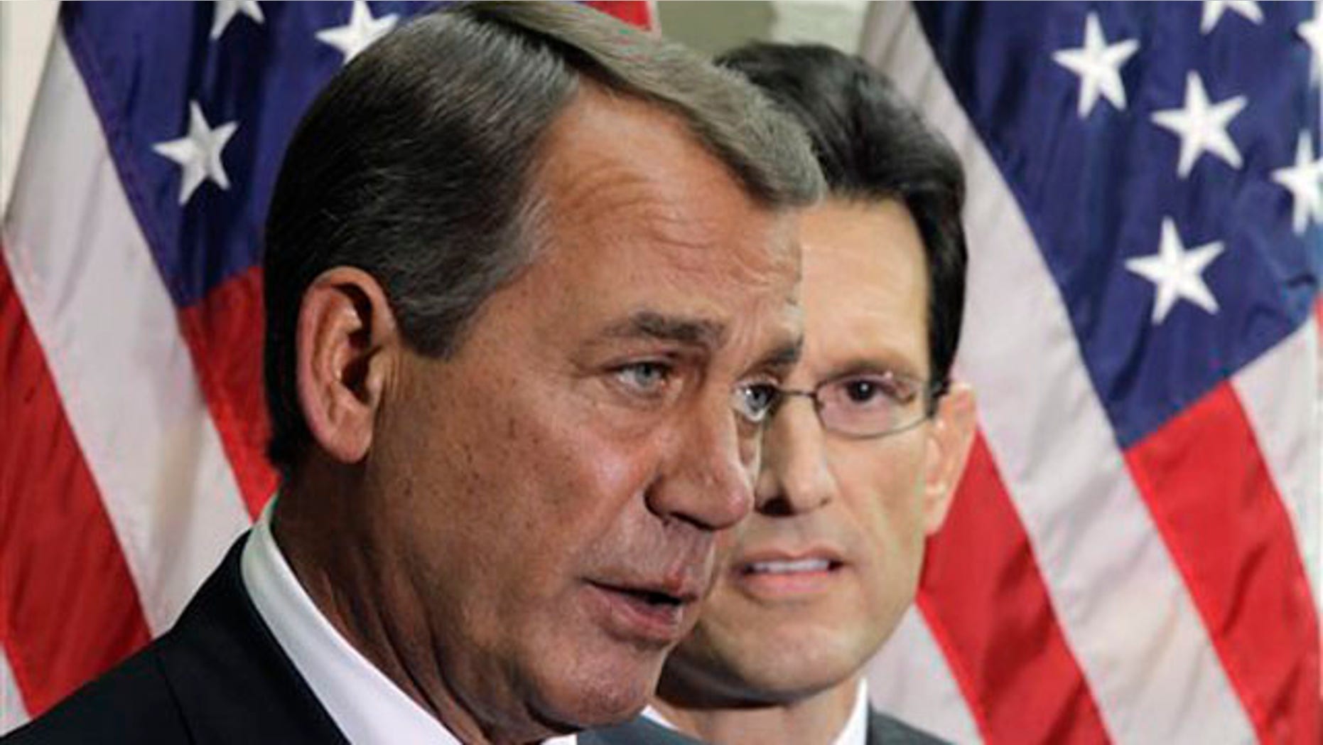 House Speaker John Boehner, accompanied by House Majority Leader Eric Cantor, speaks to reporters Jan. 25 in Washington.