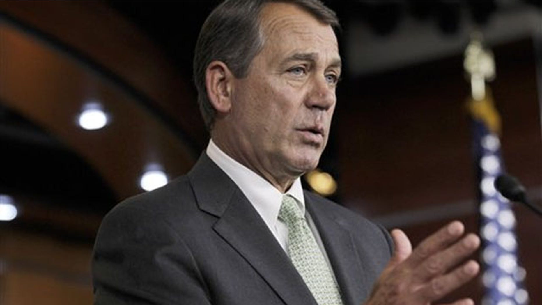 House Speaker John Boehner gestures during a news conference on Capitol Hill in Washington Jan. 26.