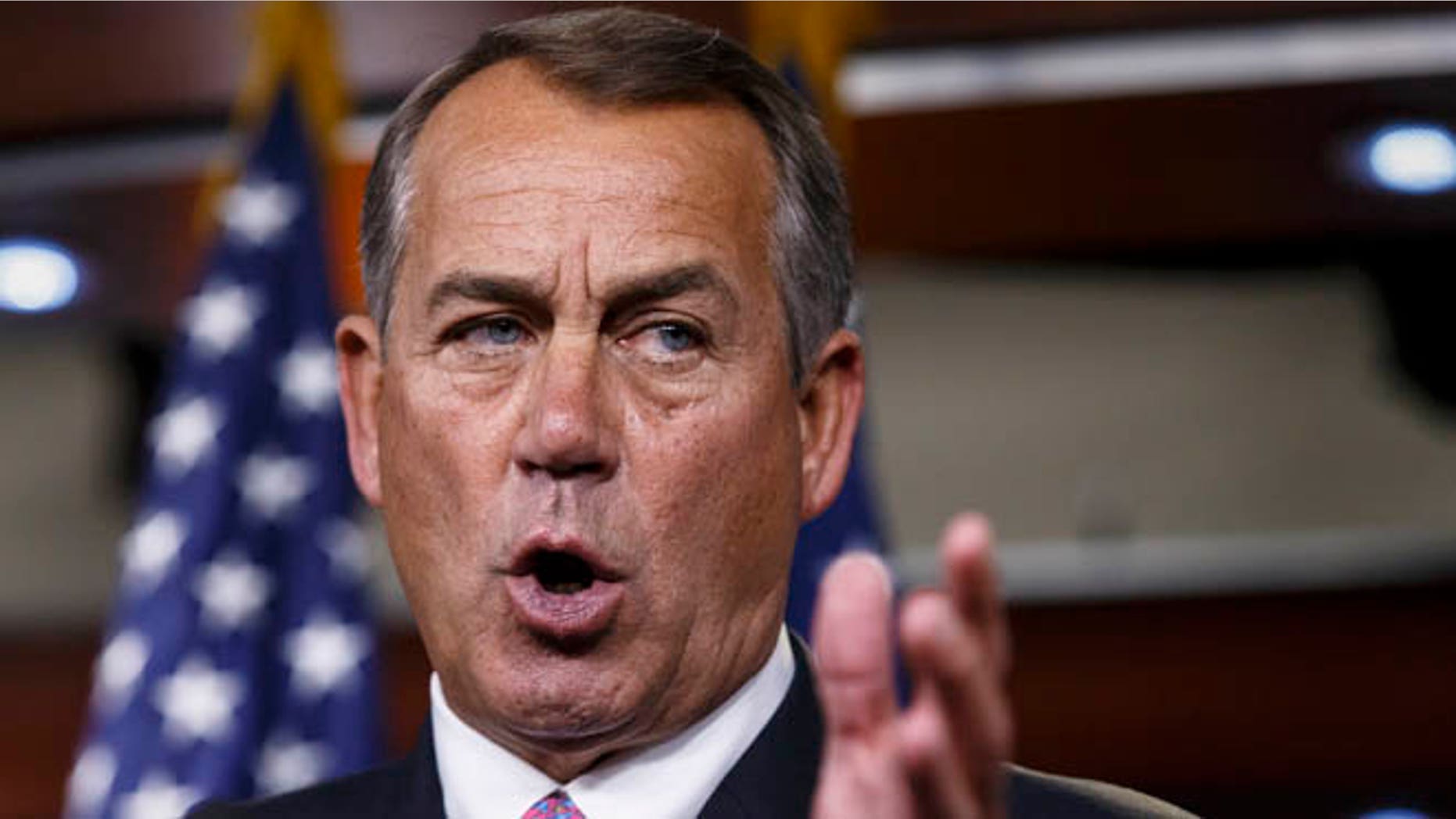 March 26, 2014: House Speaker John Boehner speaks during a news conference on Capitol Hill in Washington.