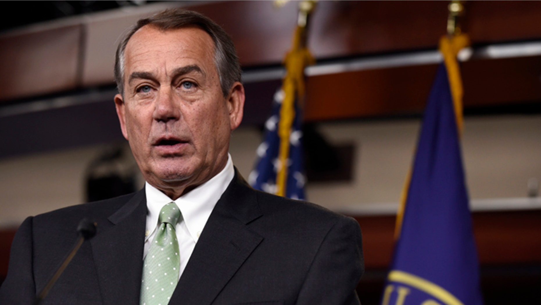 May 21, 2015: House Speaker John Boehner speaks during a news conference on Capitol Hill.