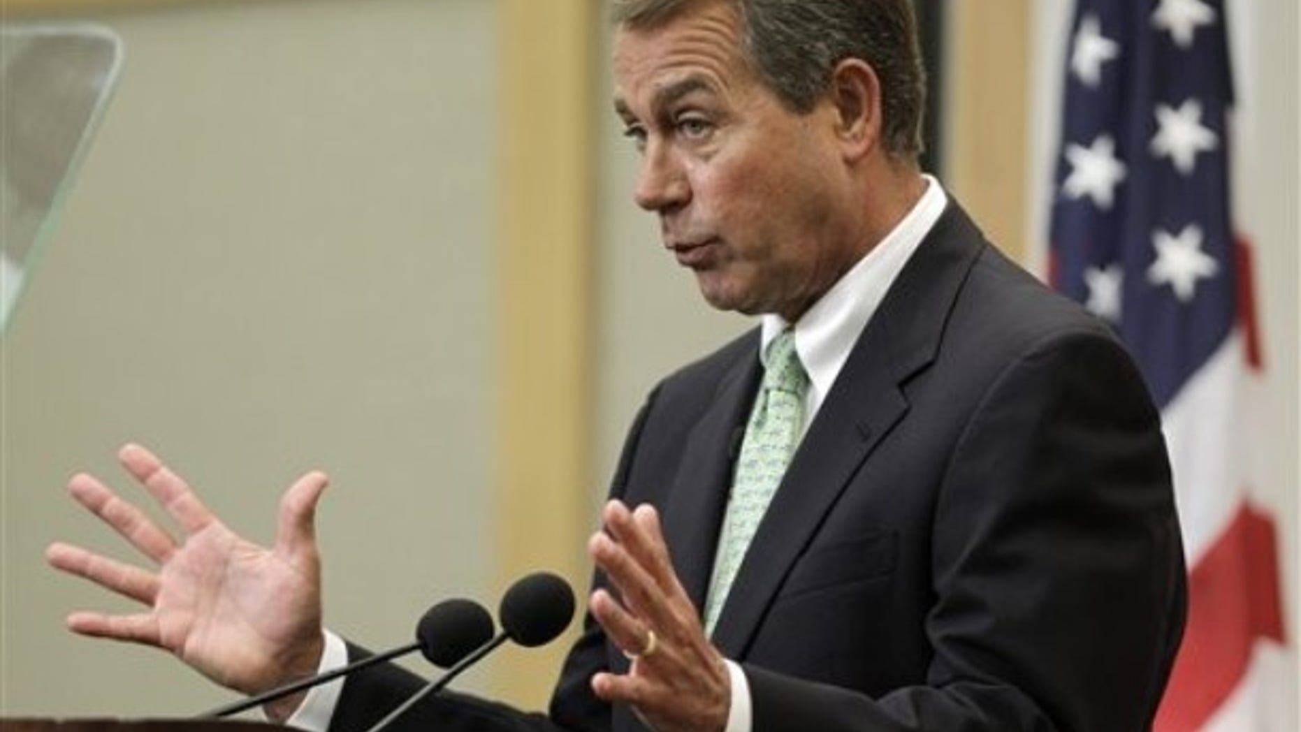 Tuesday: House Minority Leader John Boehner speaks on jobs and the economy at the City Club of Cleveland. (AP Photo)