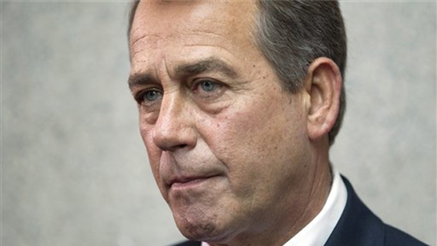 House Speaker John Boehner pauses during a news conference on Capitol Hill April 15.