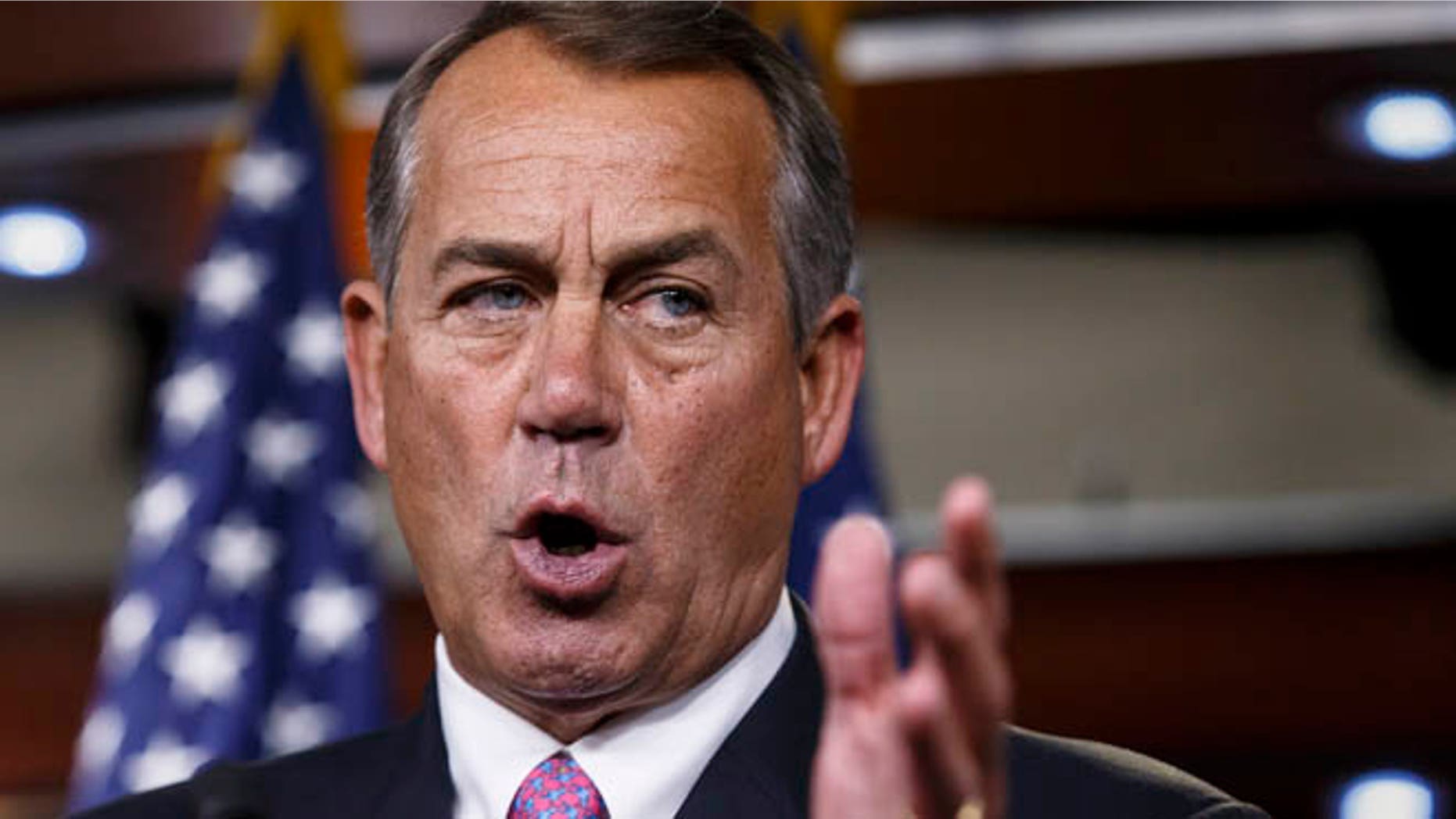March 26, 2014: House Speaker John Boehner speaks during a news conference on Capitol Hill in Washington.