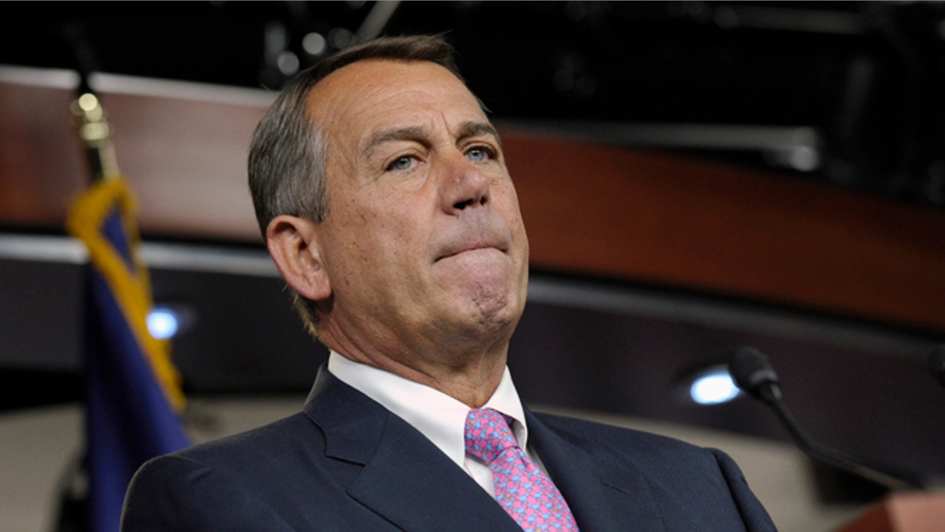 June 27, 2013: House Speaker John Boehner pauses during a news conference on Capitol Hill in Washington.