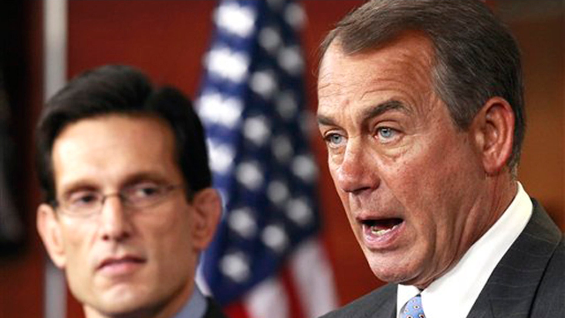 Jan. 6: House Speaker John Boehner, right, accompanied by House Majority Leader Eric Cantor, speaks to the media on Capitol Hill.