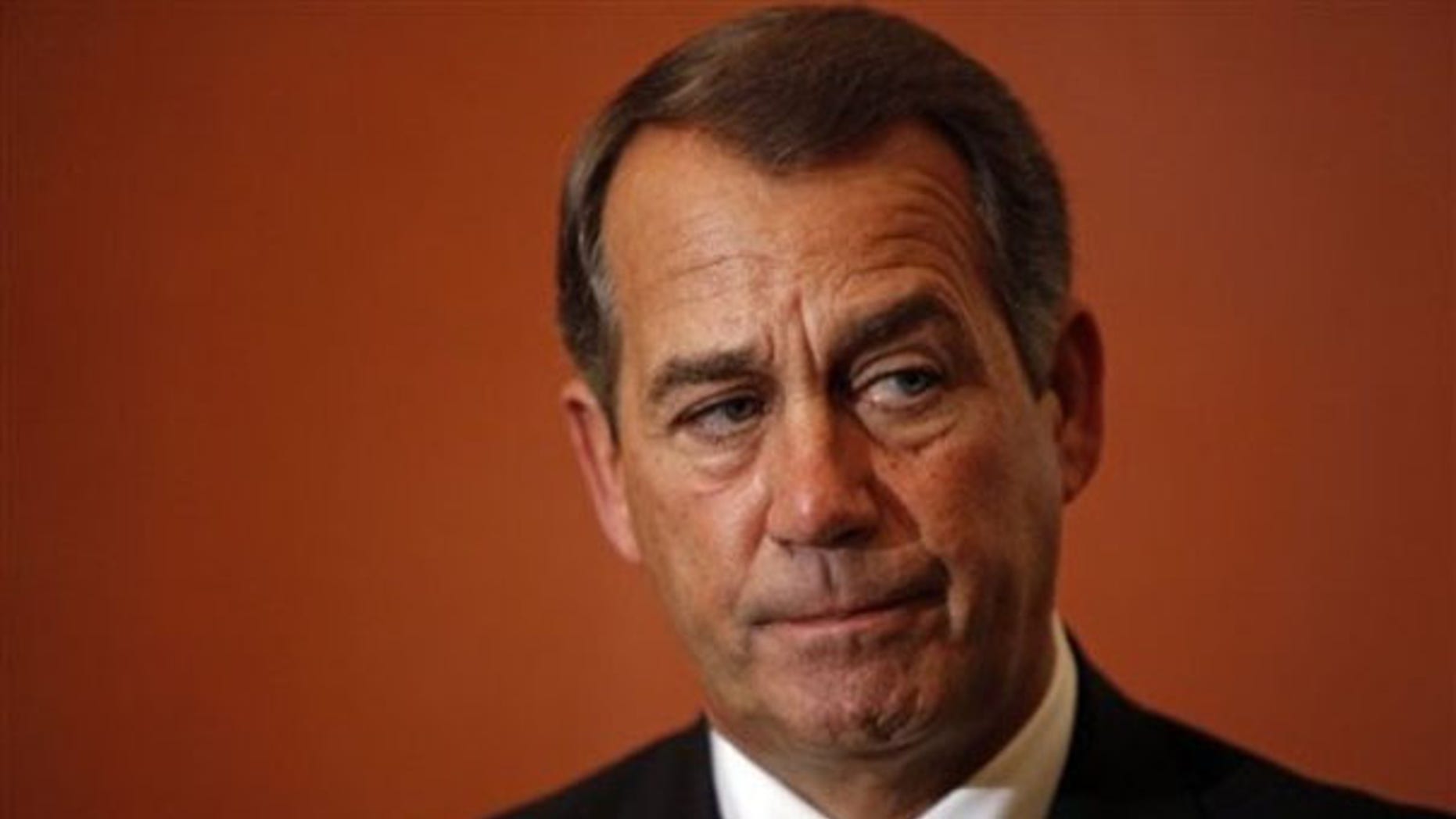 House Minority Leader John Boehner is shown here listening to Israeli Prime Minister Benjamin Netanyahu speak to reporters on Capitol Hill in Washington March 23. (AP Photo)