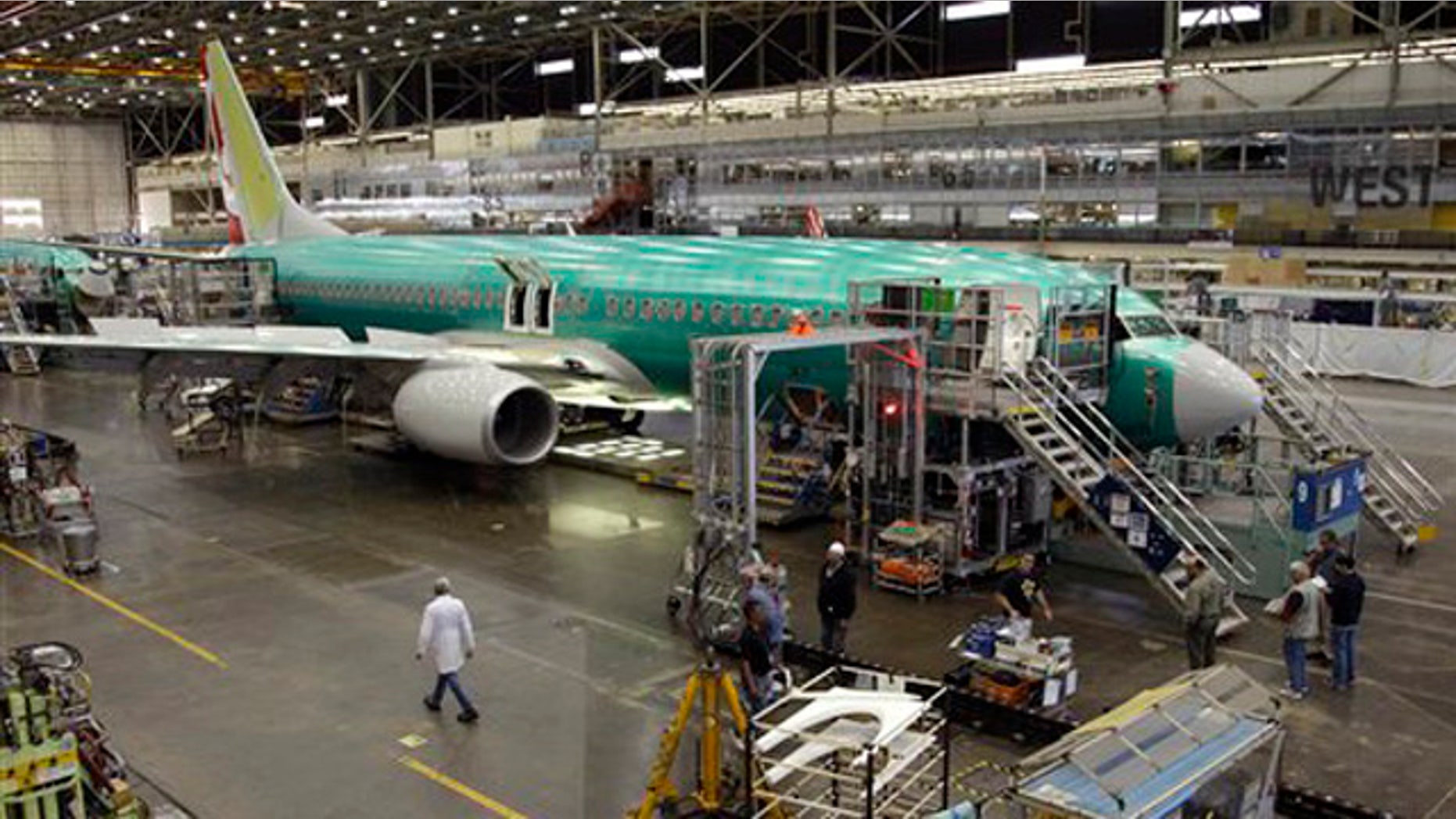 May 17, 2011: Shown here is a Boeing 737 at the Boeing Co. assembly facility in Renton, Wash.
