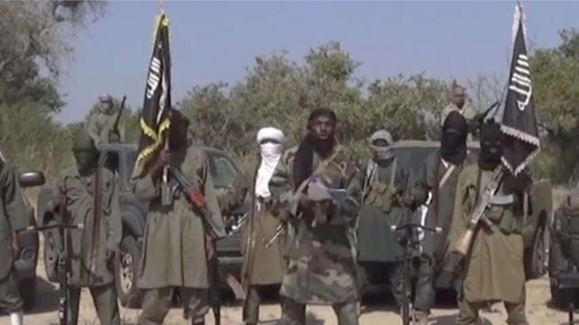 OCt. 31, 2014: Photo of members of Nigeria's Islamic extremist group Boko Haram, Islamic extremists from Nigeria attacked a border town inside Niger, marking the 2nd foreign country attacked by the group in several days.