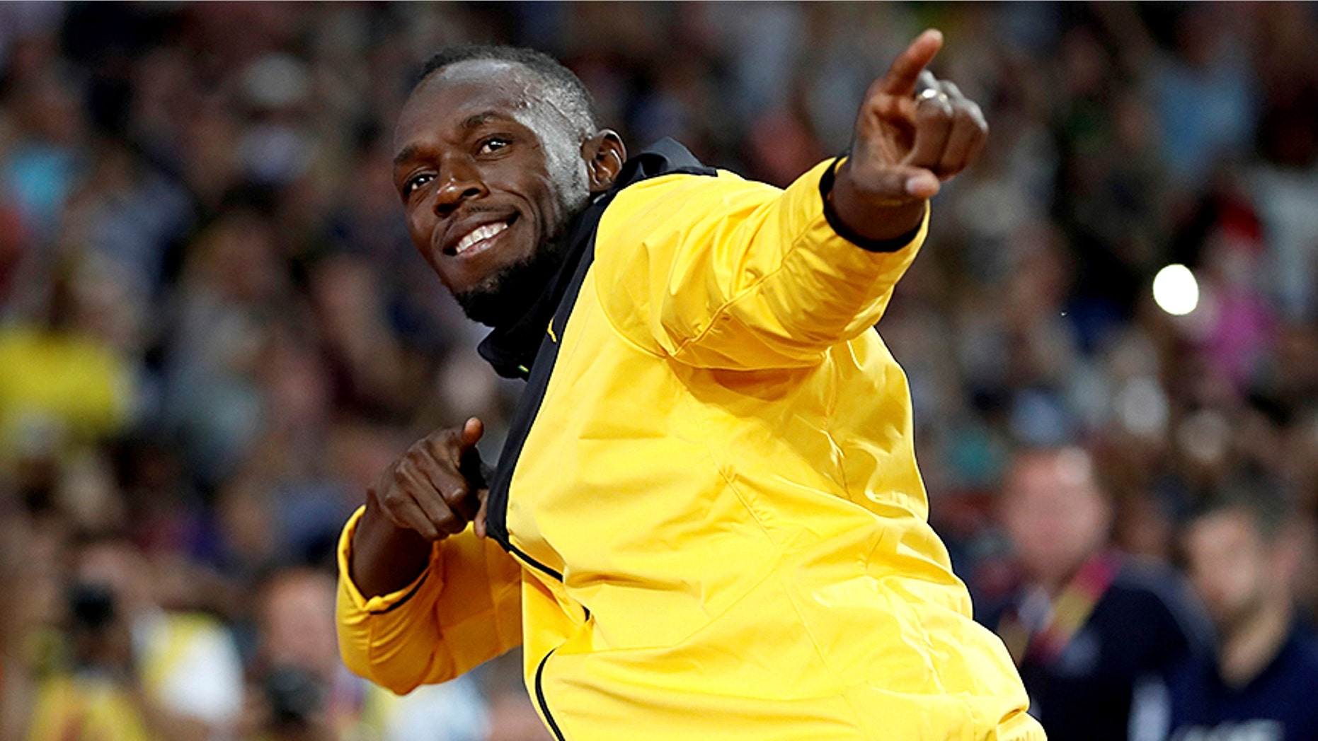 Usain Bolt of Jamaica after his final race at the World Athletics Championships in London, August 13, 2017.