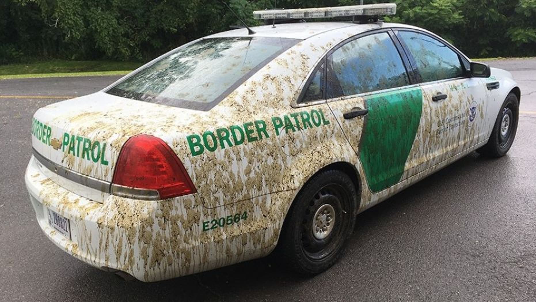 A U.S. Border Patrol car was sprayed with manure in Vermont.