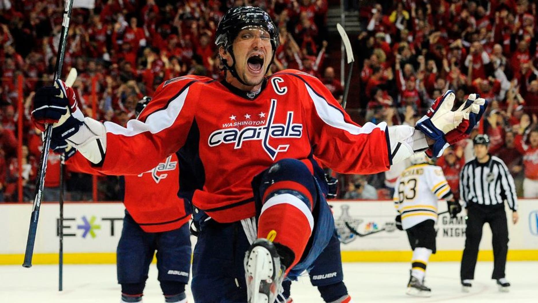 in Game Six of the Eastern Conference Quarterfinals during the 2012 NHL Stanley Cup Playoffs at Verizon Center on April 22, 2012 in Washington, DC.