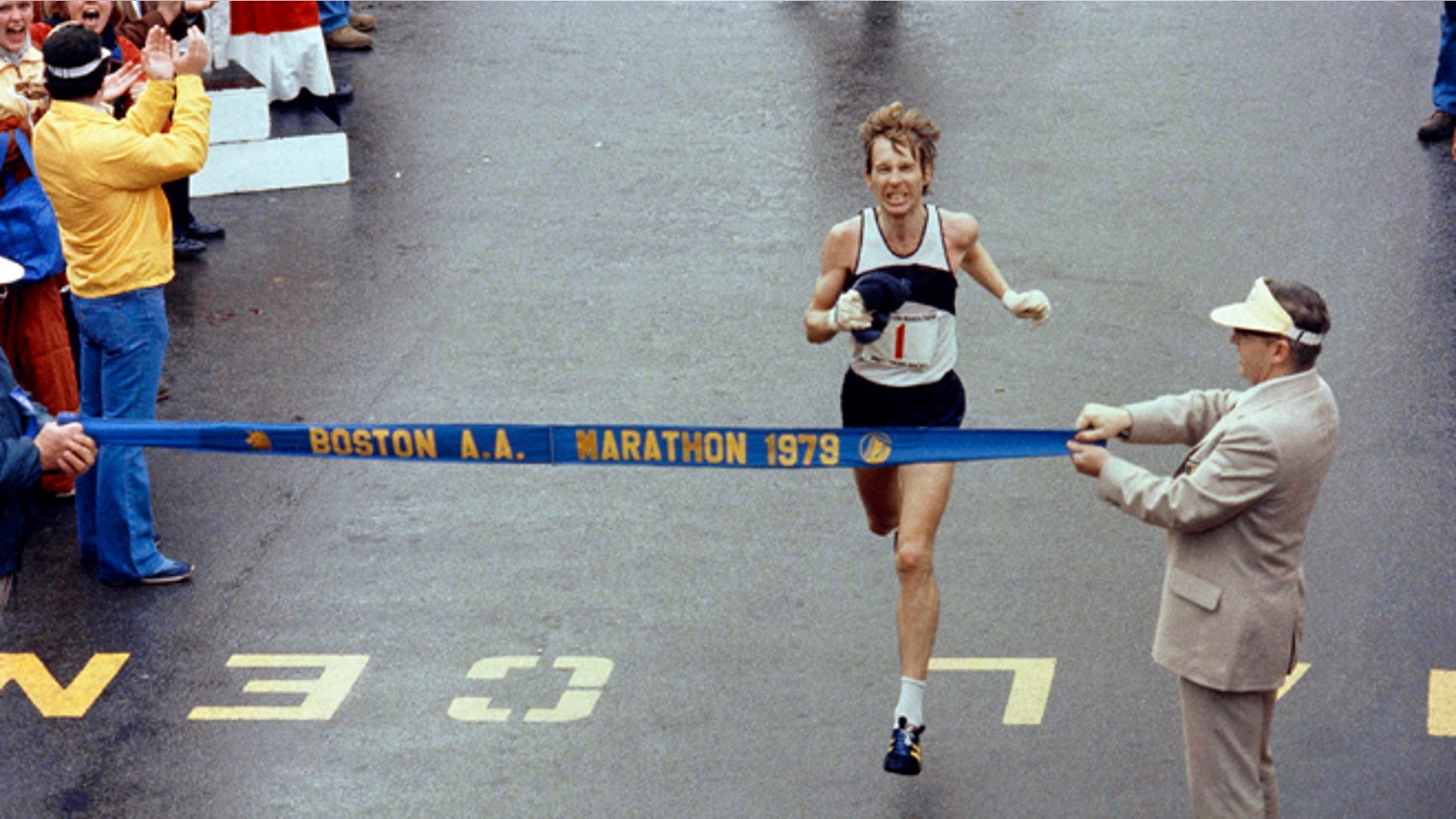 April 16, 1979. Bill Rodgers wins the Boston Marathon. It was the third of his four victories in the race.