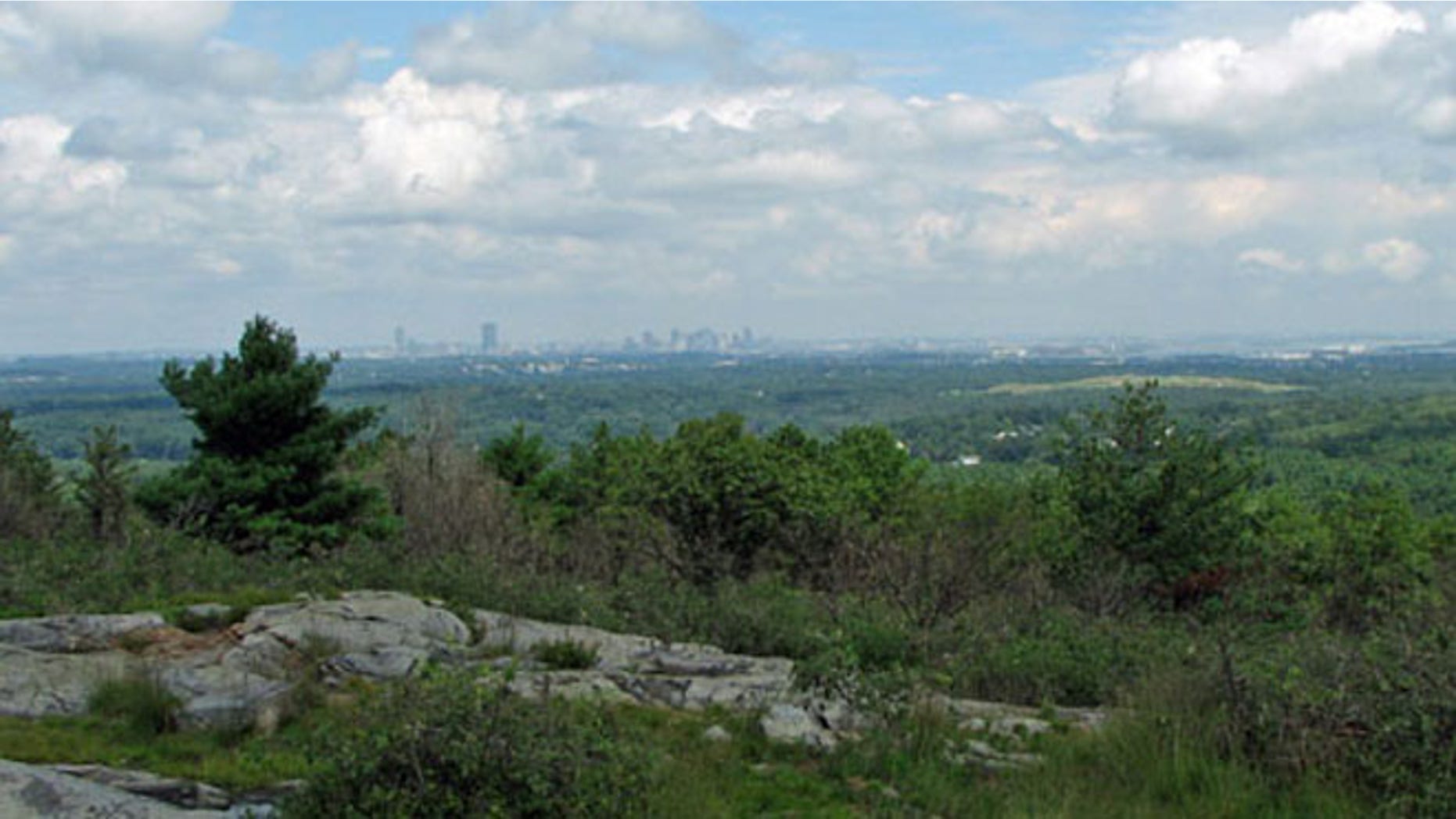 Boston skyline as seen from Buck Hill in the Blue Hills.