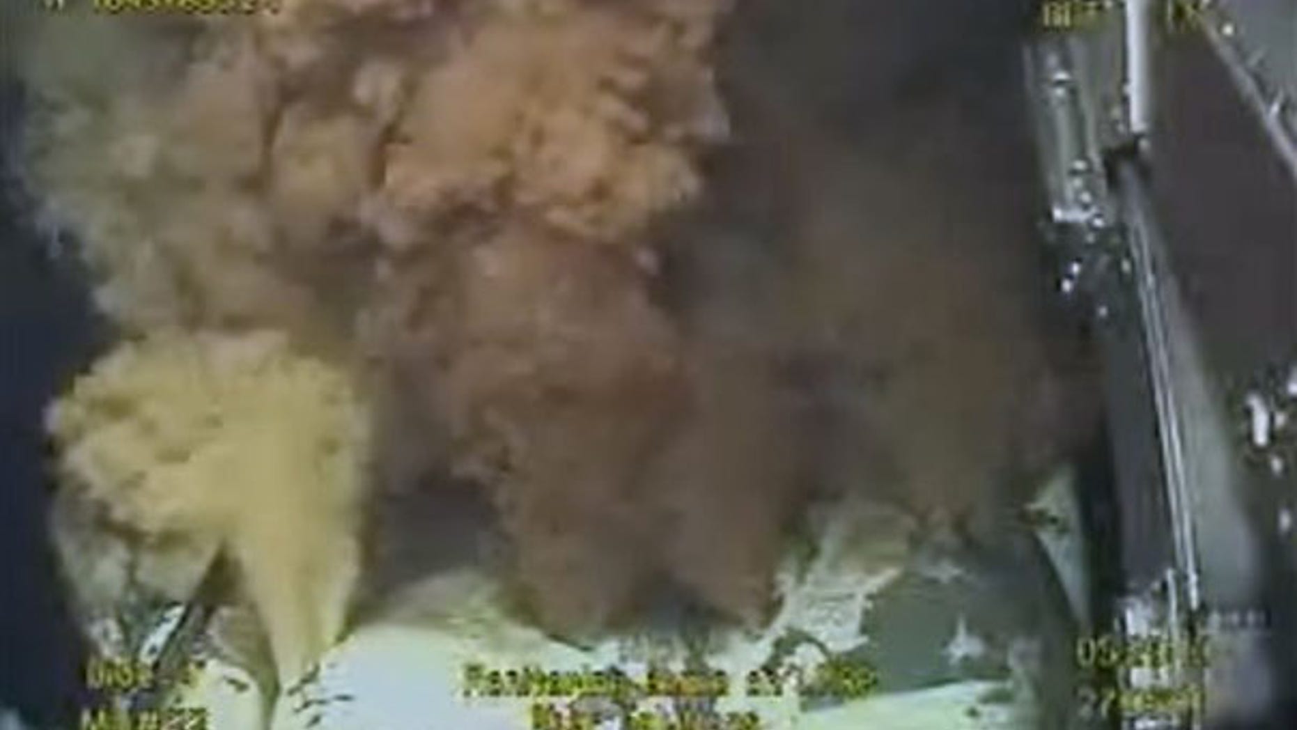 This May 27 image made from video released by BP shows equipment being used to try and plug a gushing oil well in the Gulf of Mexico. (AP Photo)
