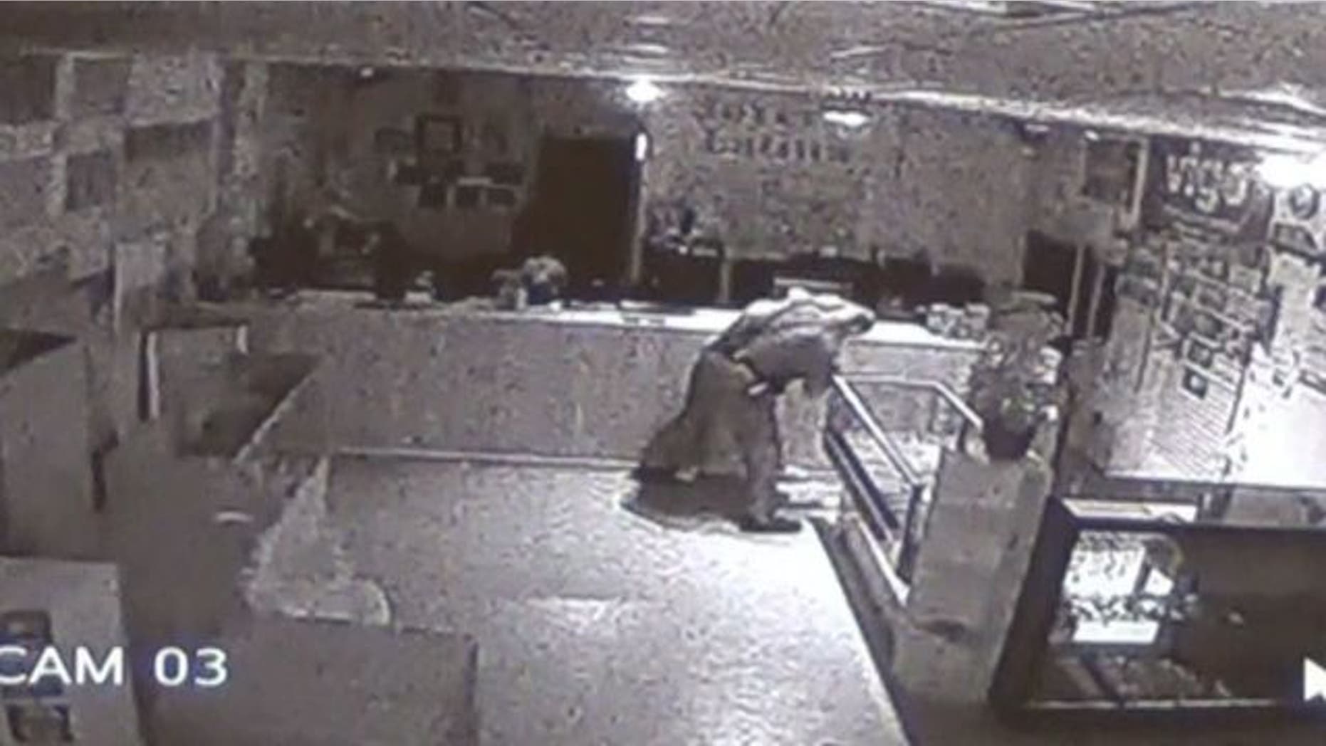 The police lieutenant wrestling with the suspect.