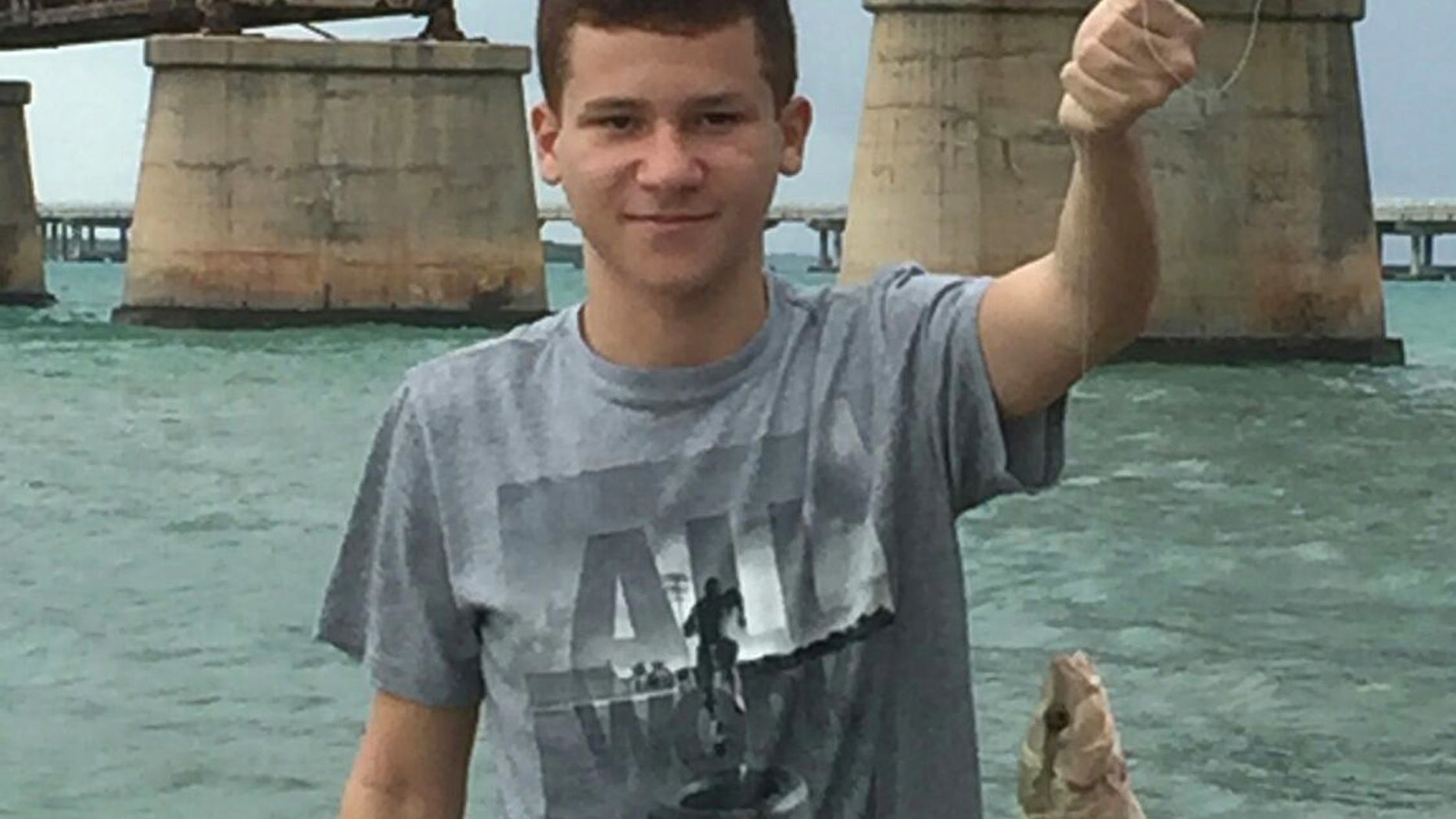 This undated photo released by Florida Hospital Orlando, shows Sebastian DeLeon on a fishing outing. Deleon has survived a brain-eating amoeba that kills most people who contract it, after he was treated at Florida Hospital in Orlando, Fla. Officials say the infection has a fatality rate of 97 percent, and it's often contracted through the nose when swimming in freshwater. (DeLeon Family/Florida Hospital Orlando via AP)