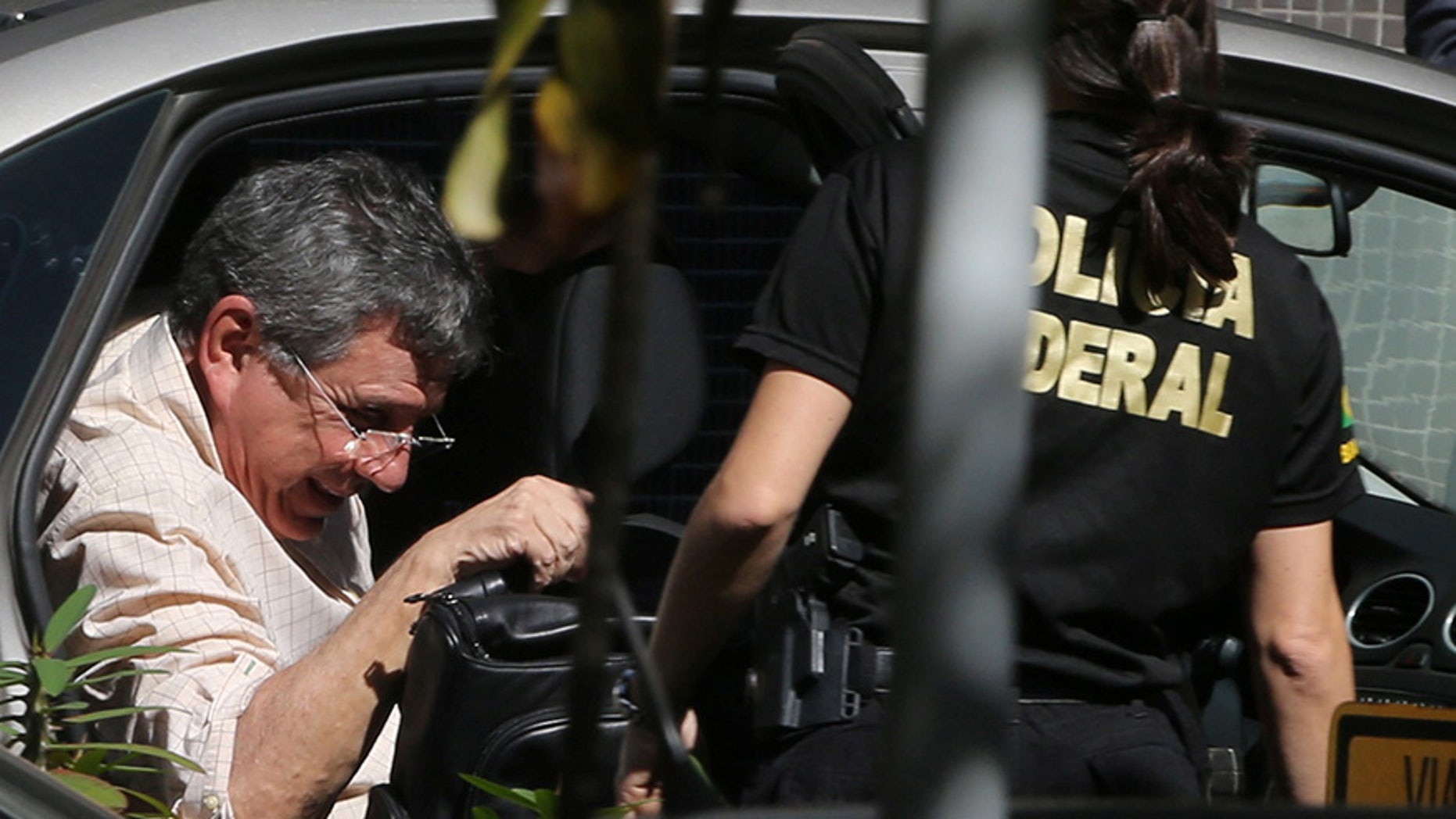 Tadeu Filippelli arrives at the Federal Police headquarter after he was arrested in Brasilia on May 23, 2017.