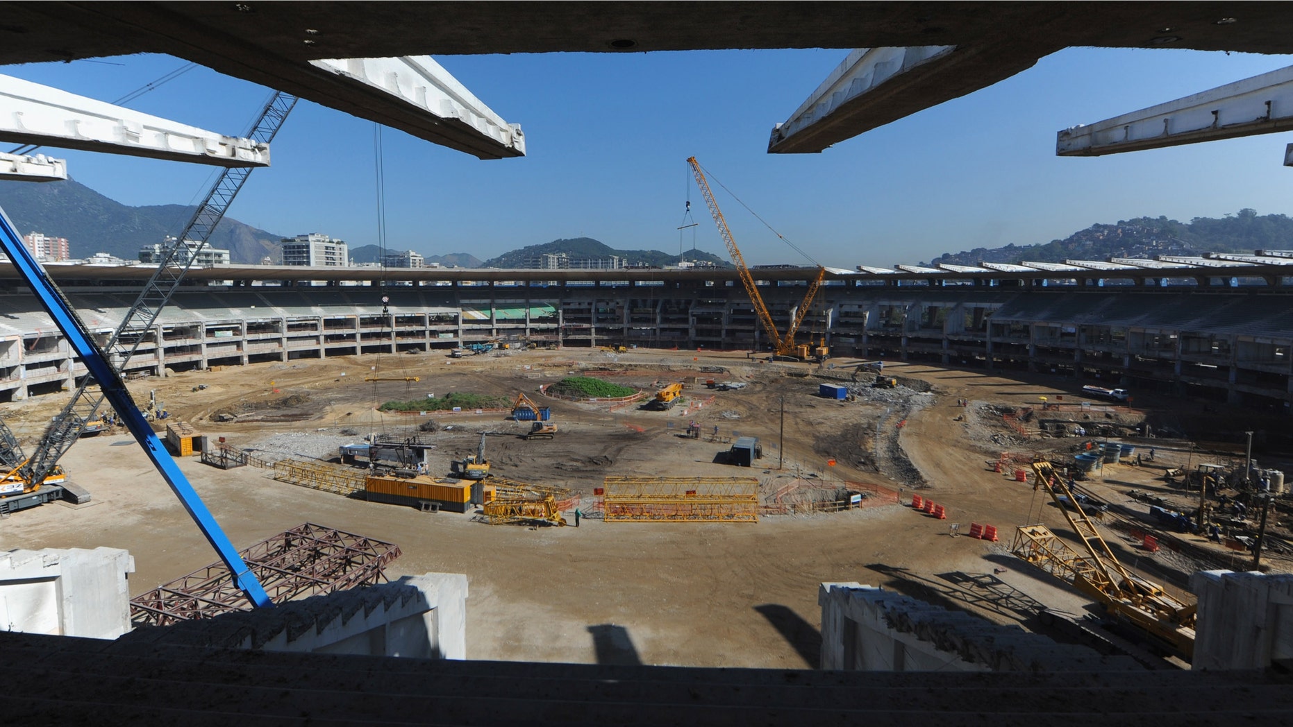 RIO DE JANEIRO, BRAZIL - JULY 27: Building work continues at the Maracana Stadium ahead of the Preliminary Draw of the 2014 FIFA World Cup on July 27, 2011 in Rio de Janeiro, Brazil. (Photo by Michael Regan/Getty Images)