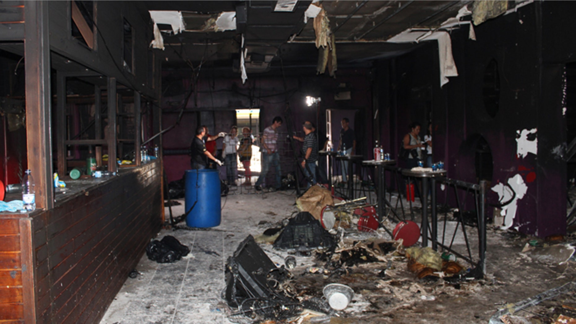 Jan. 29, 2012: This photo released by Policia Civil do Rio Grande do Sul, shows the inside of the Kiss nightclub where a fire killed more than 230 people in Santa Maria city, Rio Grande do Sul state, Brazil. The blaze began at around 2:30 am local time on Sunday, during a performance by Gurizada Fandangueira, a country music band that had made the use of pyrotechnics a trademark of their shows.
