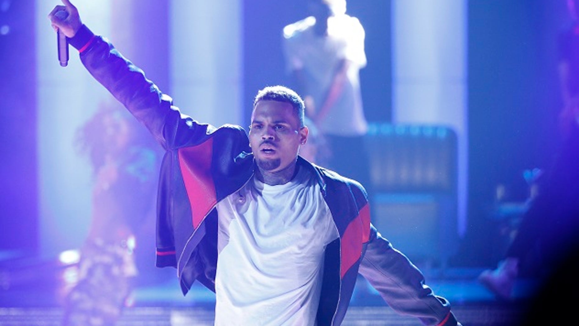 Chris Brown could get jail time over a lack of a permit for a pet monkey. Brown is shown performing at the BET Awards in Los Angeles last year.