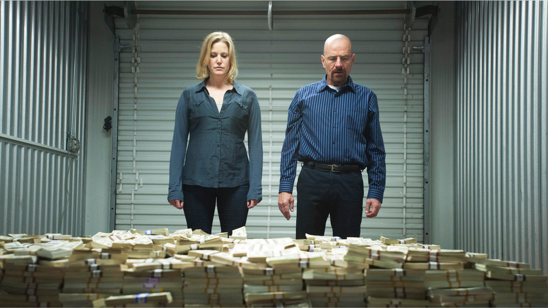 Skyler White (Anna Gunn) and Walter White (Bryan Cranston) in Breaking Bad, Season 5, Episode 8. Photo Credit: Lewis Jacobs/AMC.