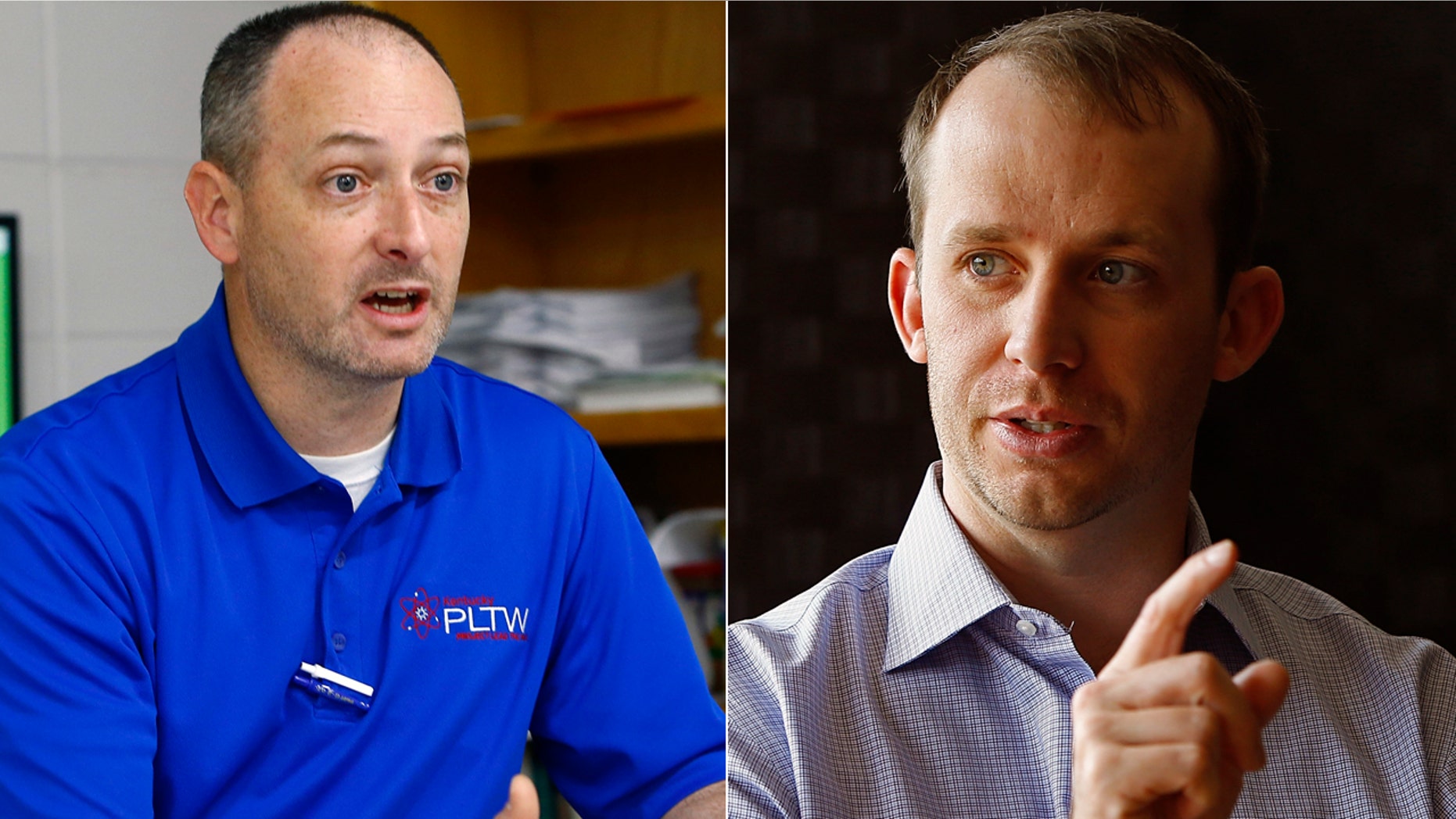 Travis Brenda, left, defeated Kentucky House Majority Leader Jonathan Shell in Tuesday's primary election.