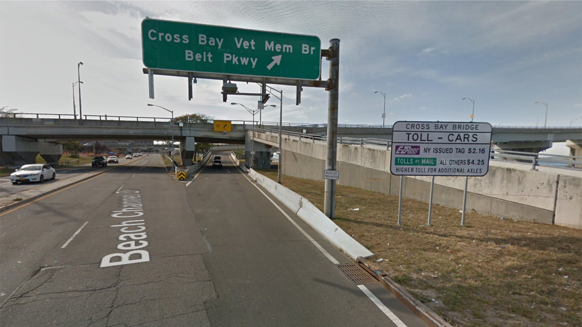 The entrance to the Cross Bay Bridge