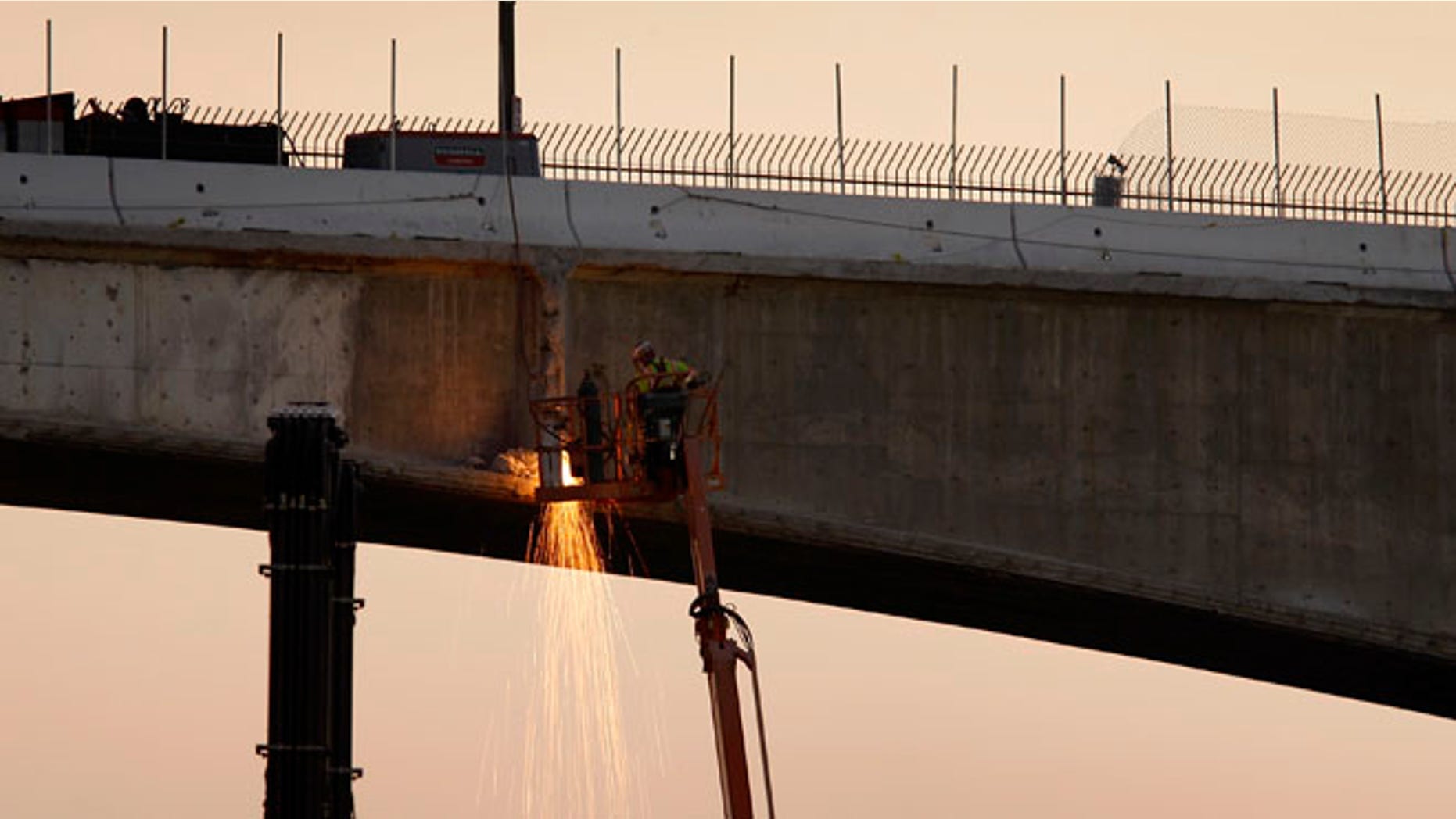 FILE: 2011: The Mulholland Drive bridge, across the 405 freeway, under repair. Los Angeles, Calif.