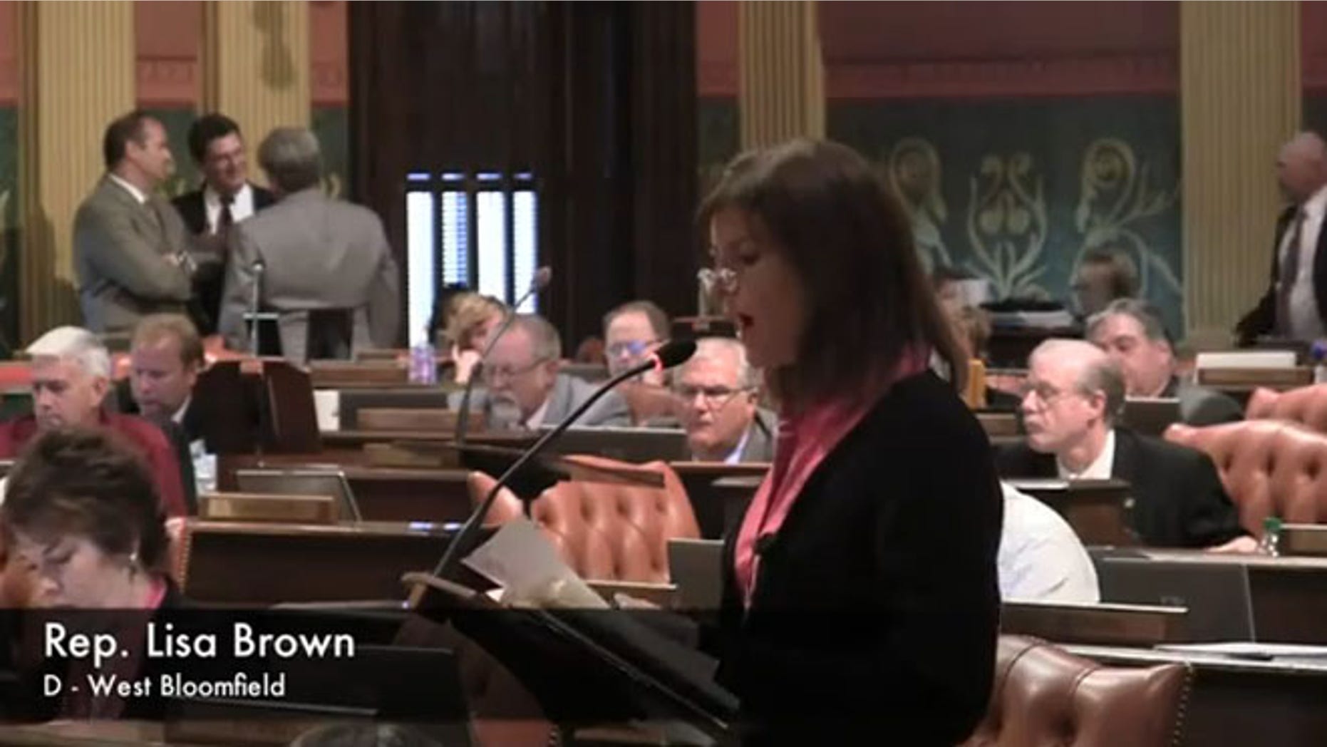 June 13, 2012: Michigan state Rep. Lisa Brown speaks during debate over an anti-abortion bill in Lansing, Mich.