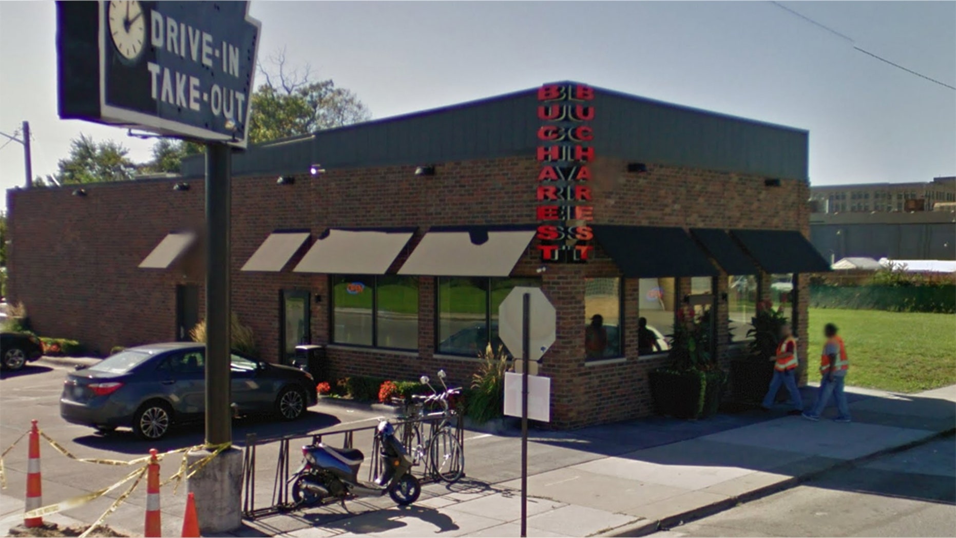 Bucharest Grill was outfitting its female employees in leggings featuring the words "We Deliver" on the back.