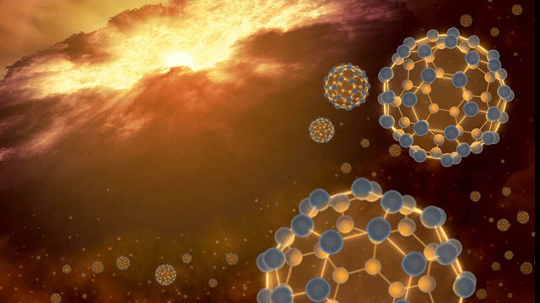 NASA’s Spitzer Space Telescope has detected buckyballs -- intriguing, miniature-soccer-ball-shaped molecules - in interstellar space for the first time.