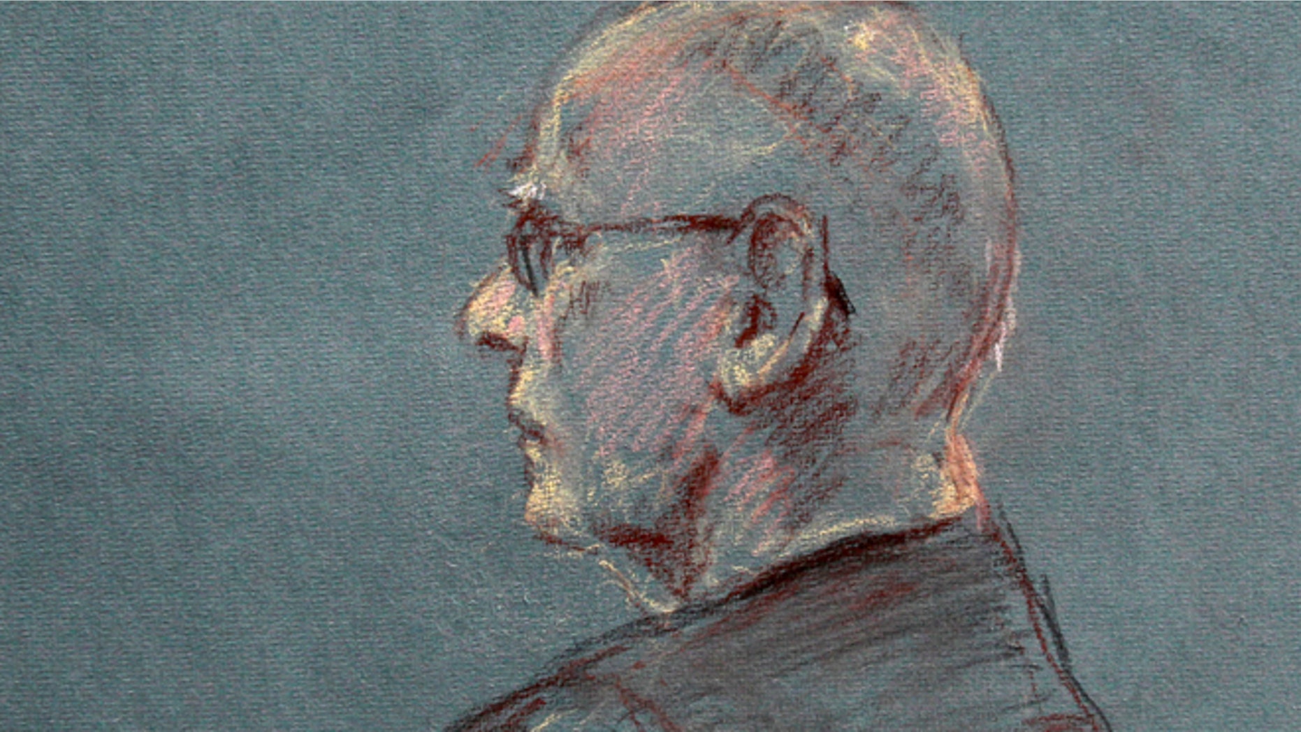 This courtroom sketch depicts James "Whitey" Bulger at the beginning of jury selection for his trial in U.S. District Court in Boston, Tuesday, June 4, 2013. Bulger faces a long list of crimes, including playing a role in 19 killings. He spent more than 16 years on the run before being captured in Santa Monica, Calif., in 2011. (AP Photo/Margaret Small)